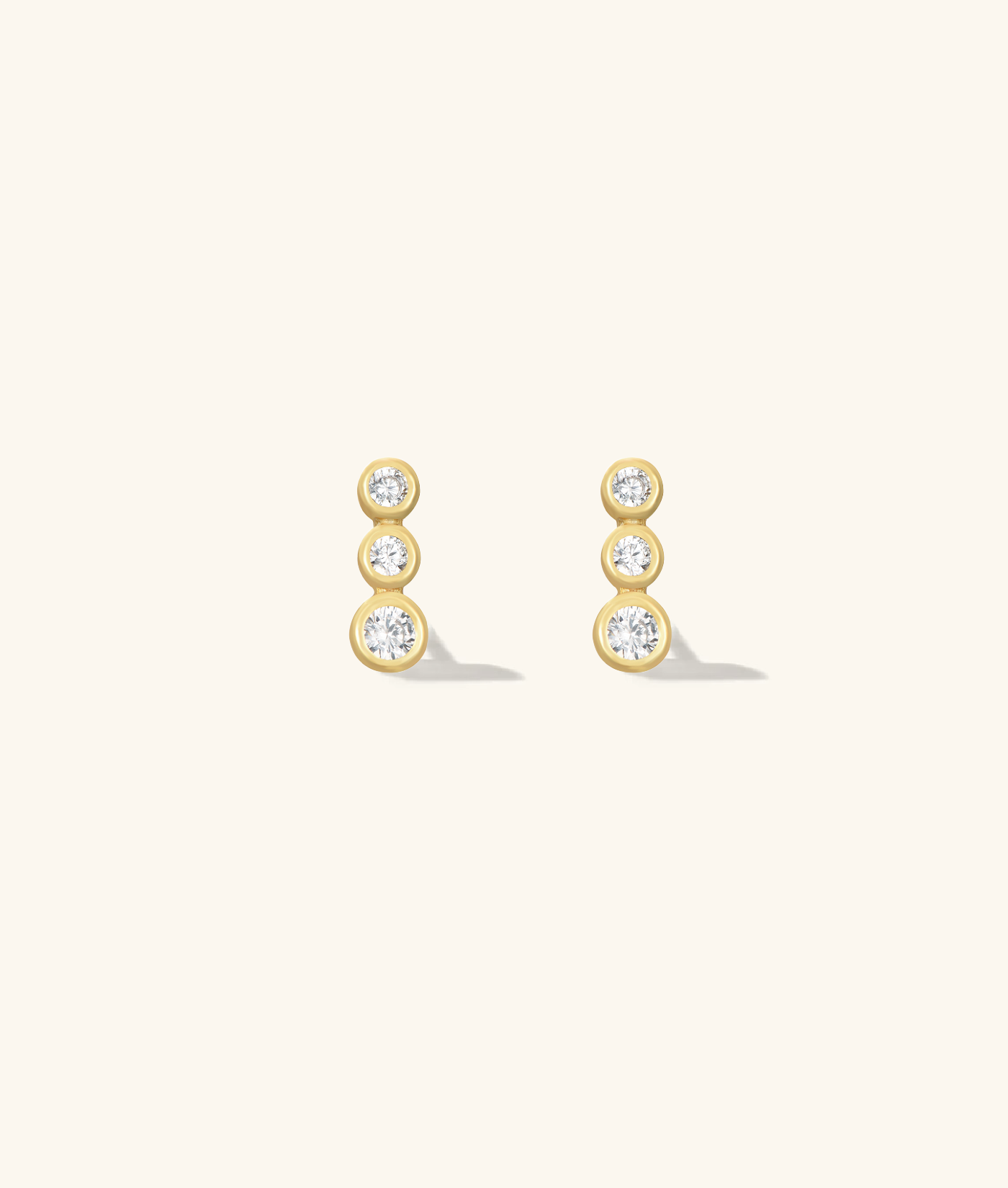 Triple Beaded Gold Stud