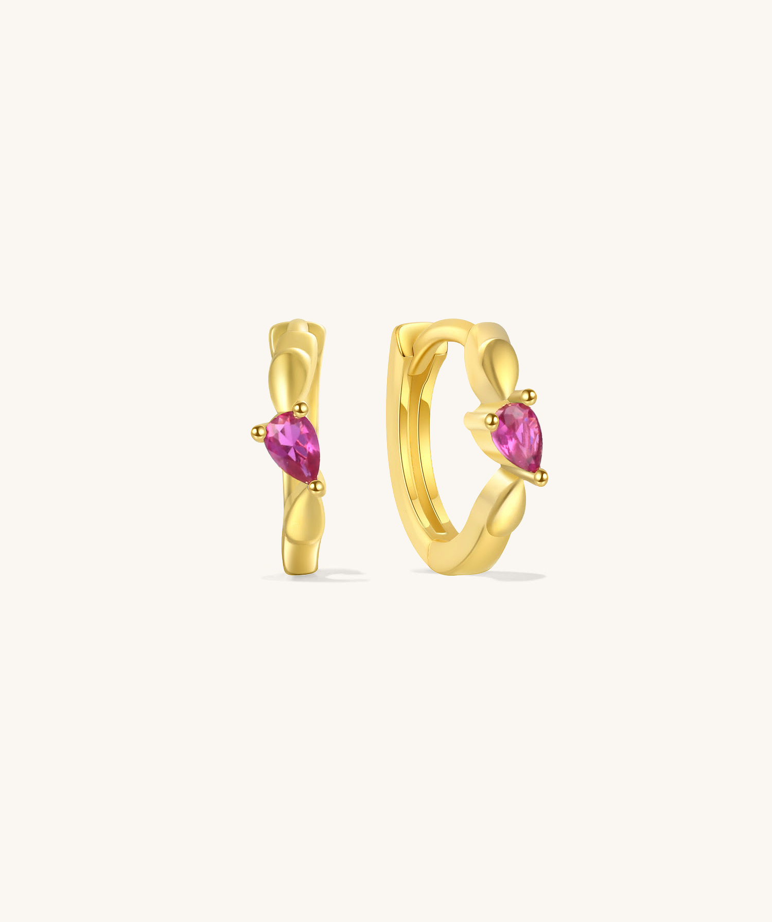 Philip CZ Ruby Gold Huggies