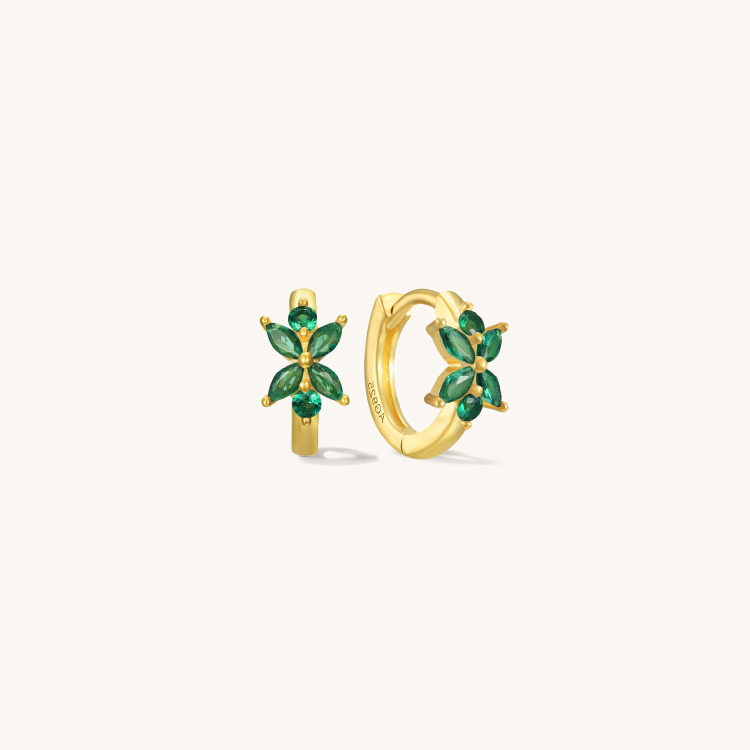 Orchid Green CZ Gold Huggies