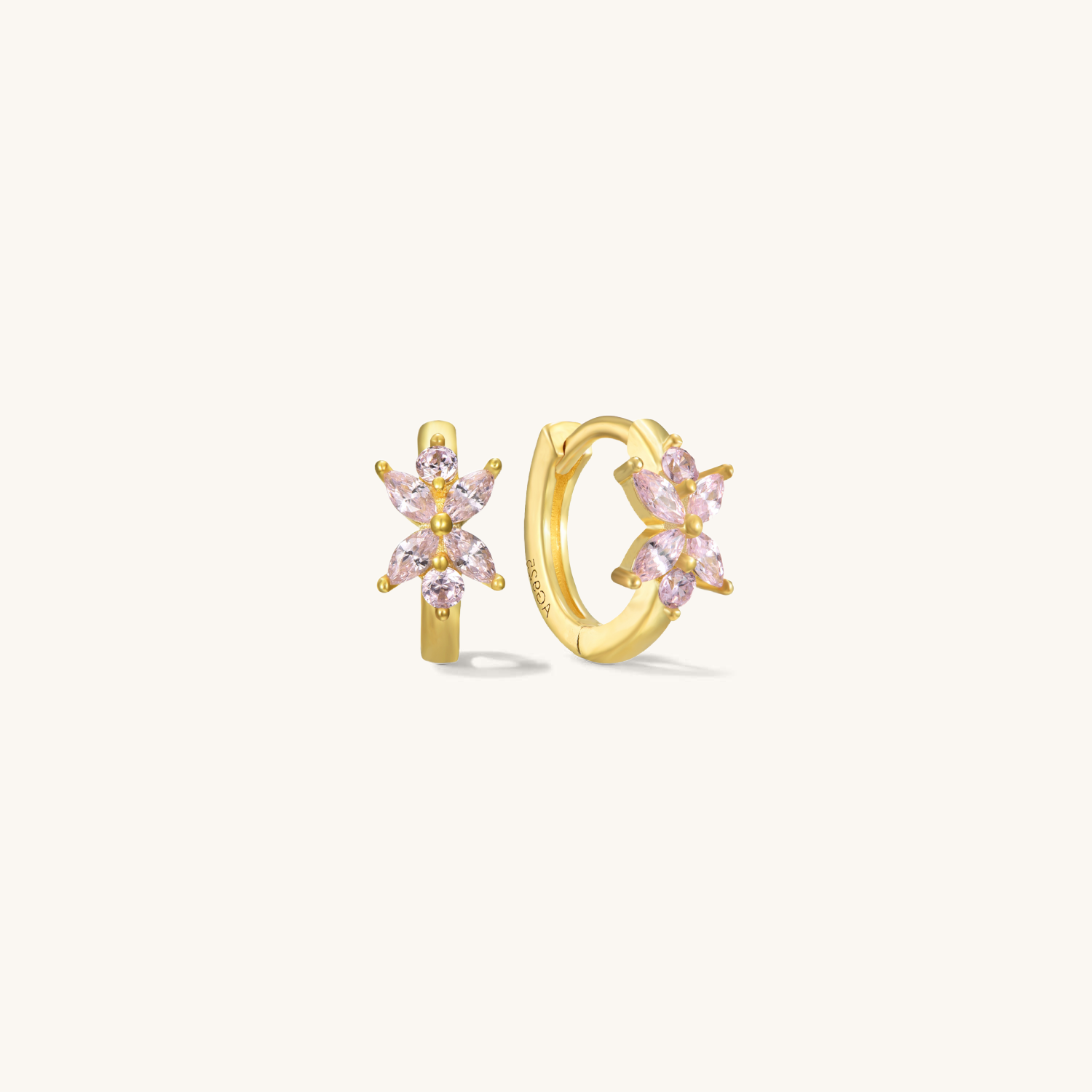 Orchid Pink CZ Gold Huggies