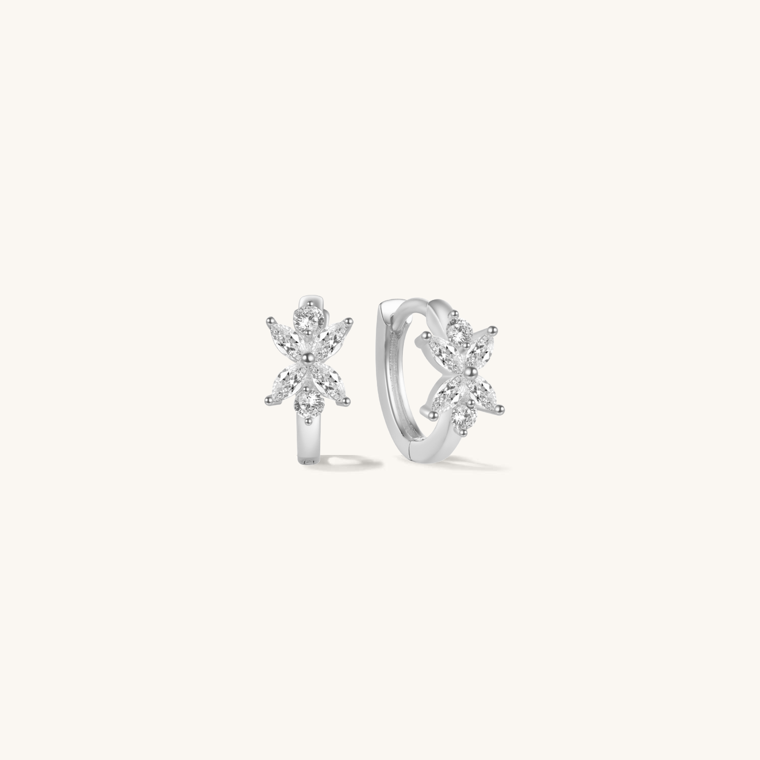 Orchid CZ Silver Huggies