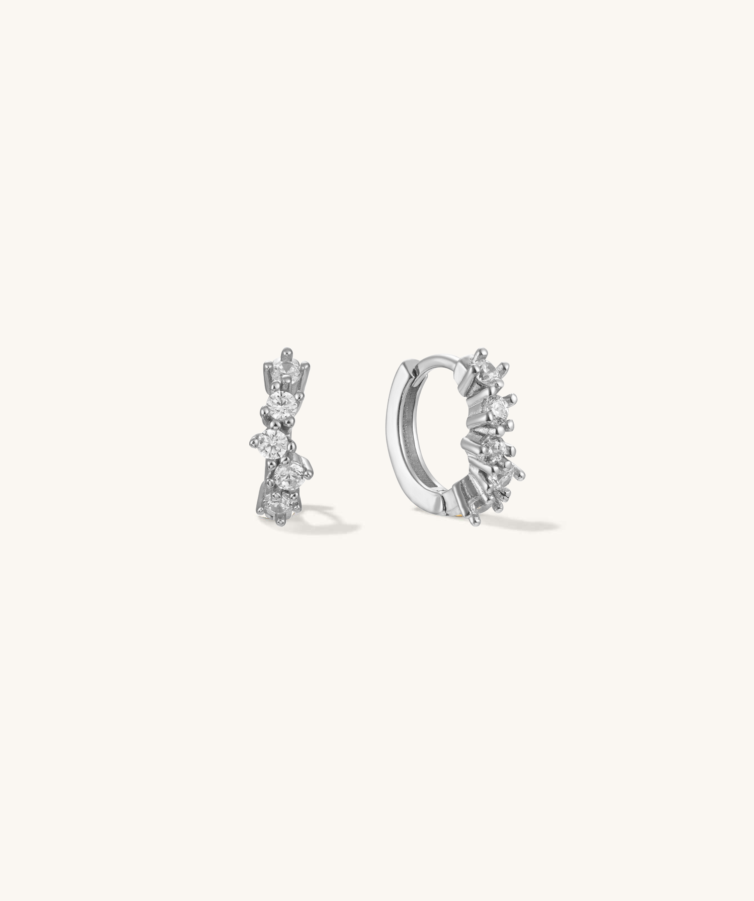 Curvy CZ Silver Huggies