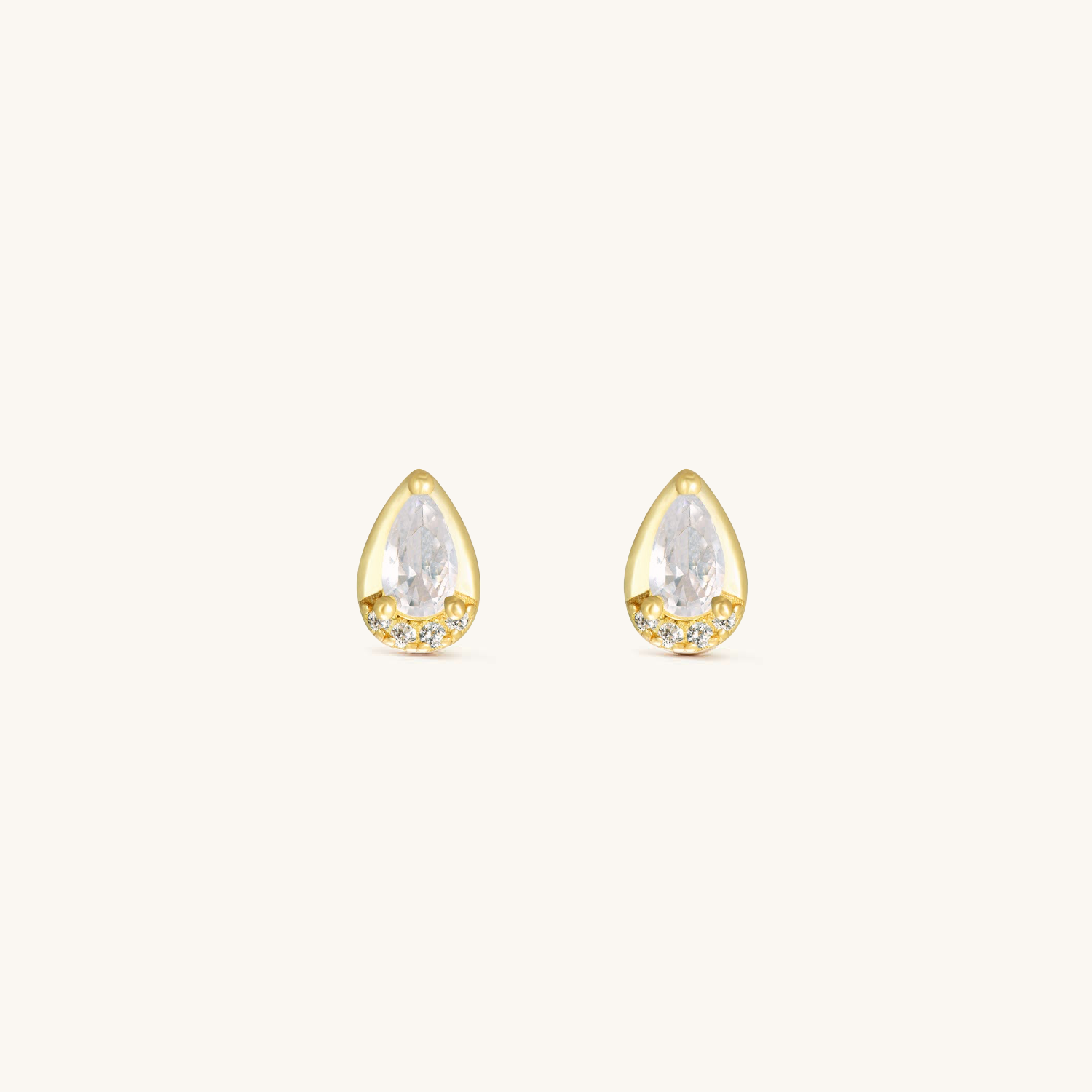 Teardrop CZ Gold Studs