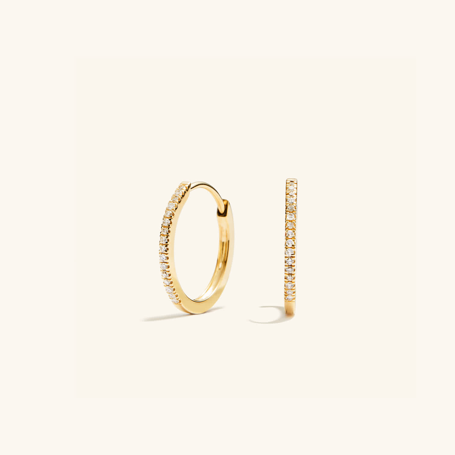 Medium Pavé CZ Gold Huggie Hoops