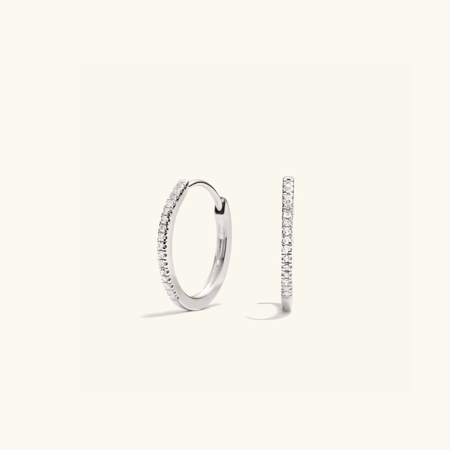 Medium Pavé CZ Silver Huggie Hoops
