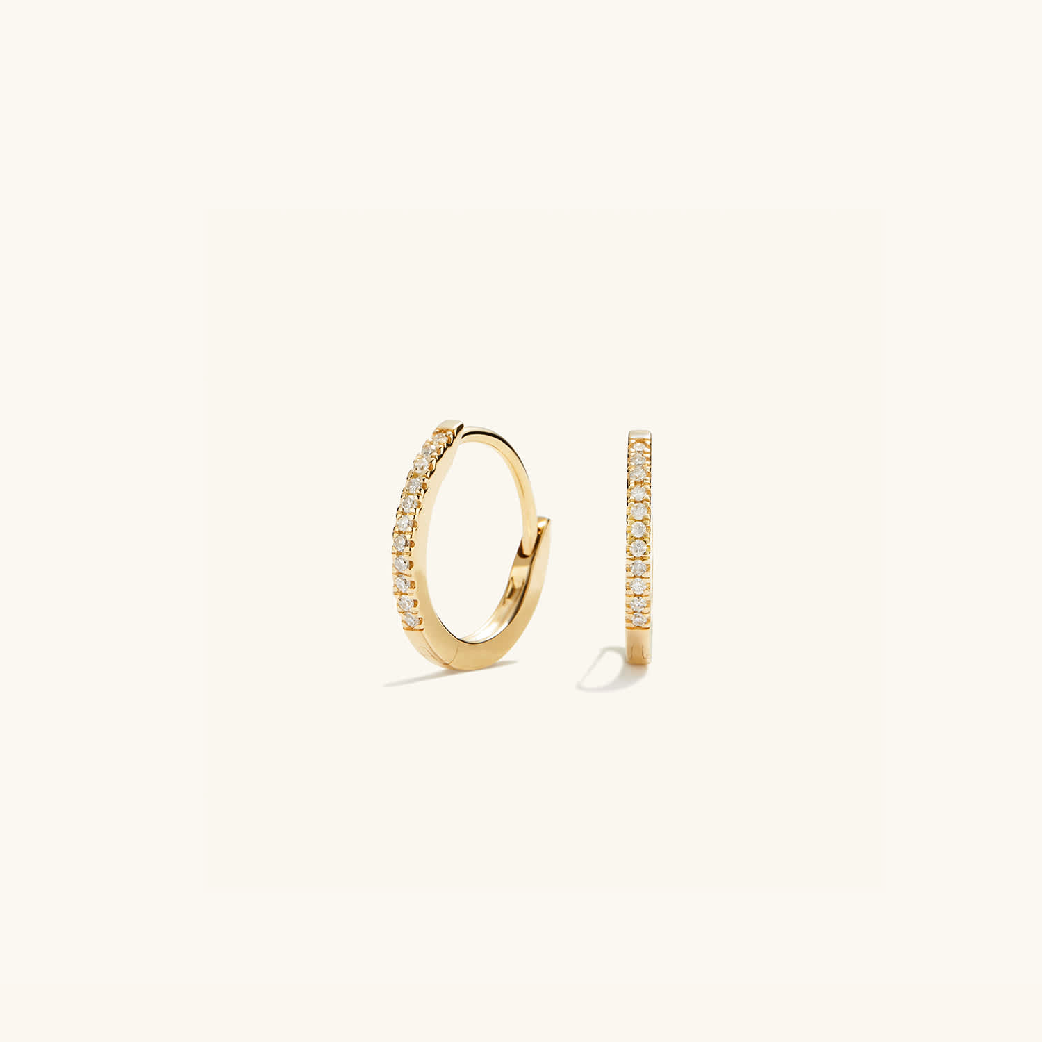 Small Pavé CZ Gold Huggie Hoops