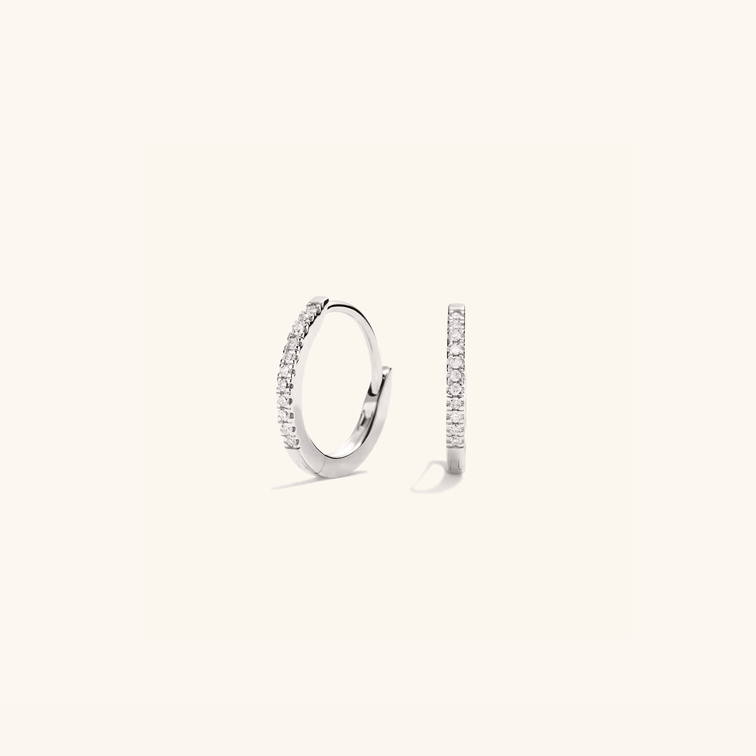 Small Pavé CZ Silver Huggie Hoops