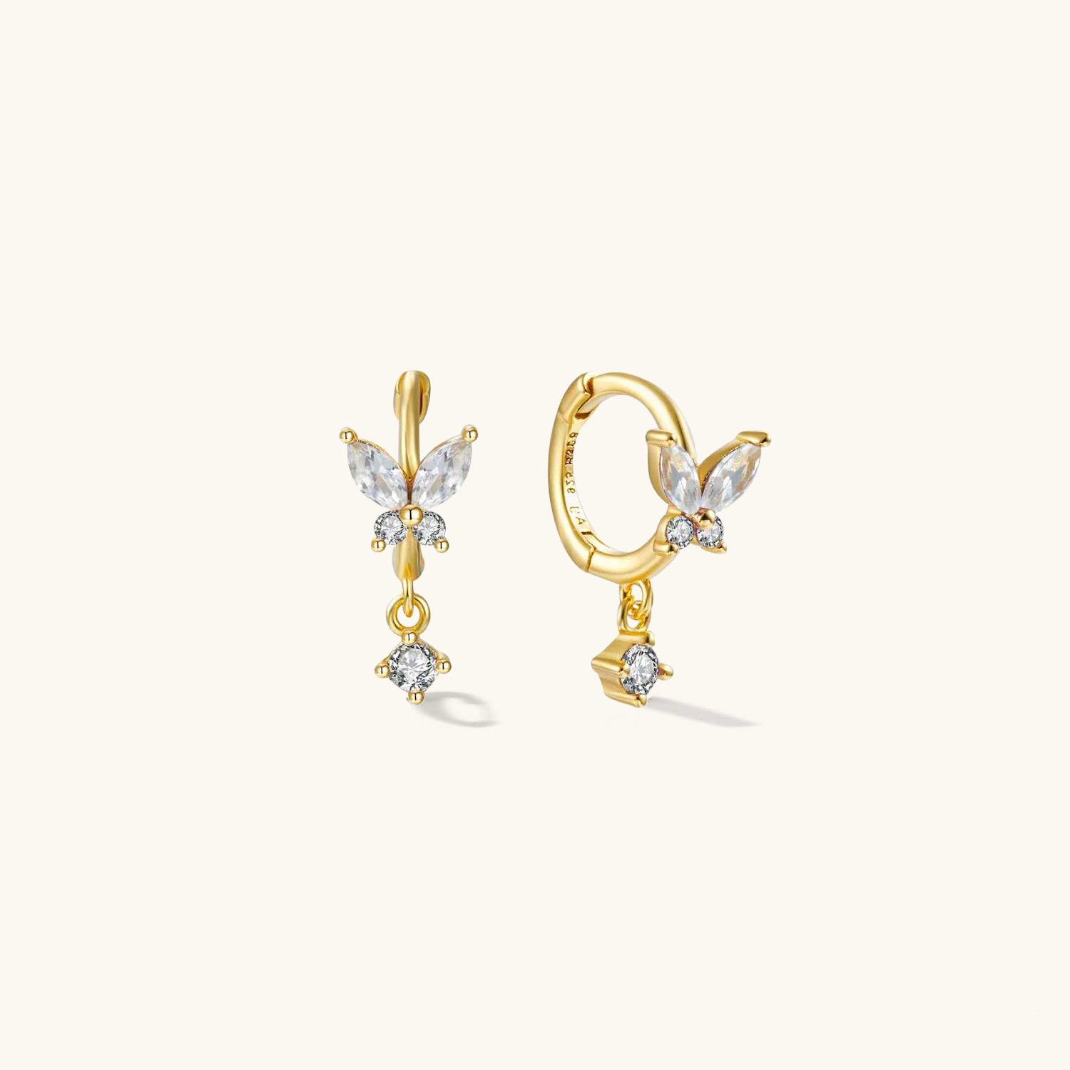 Butterfly Charm Gold Hoops