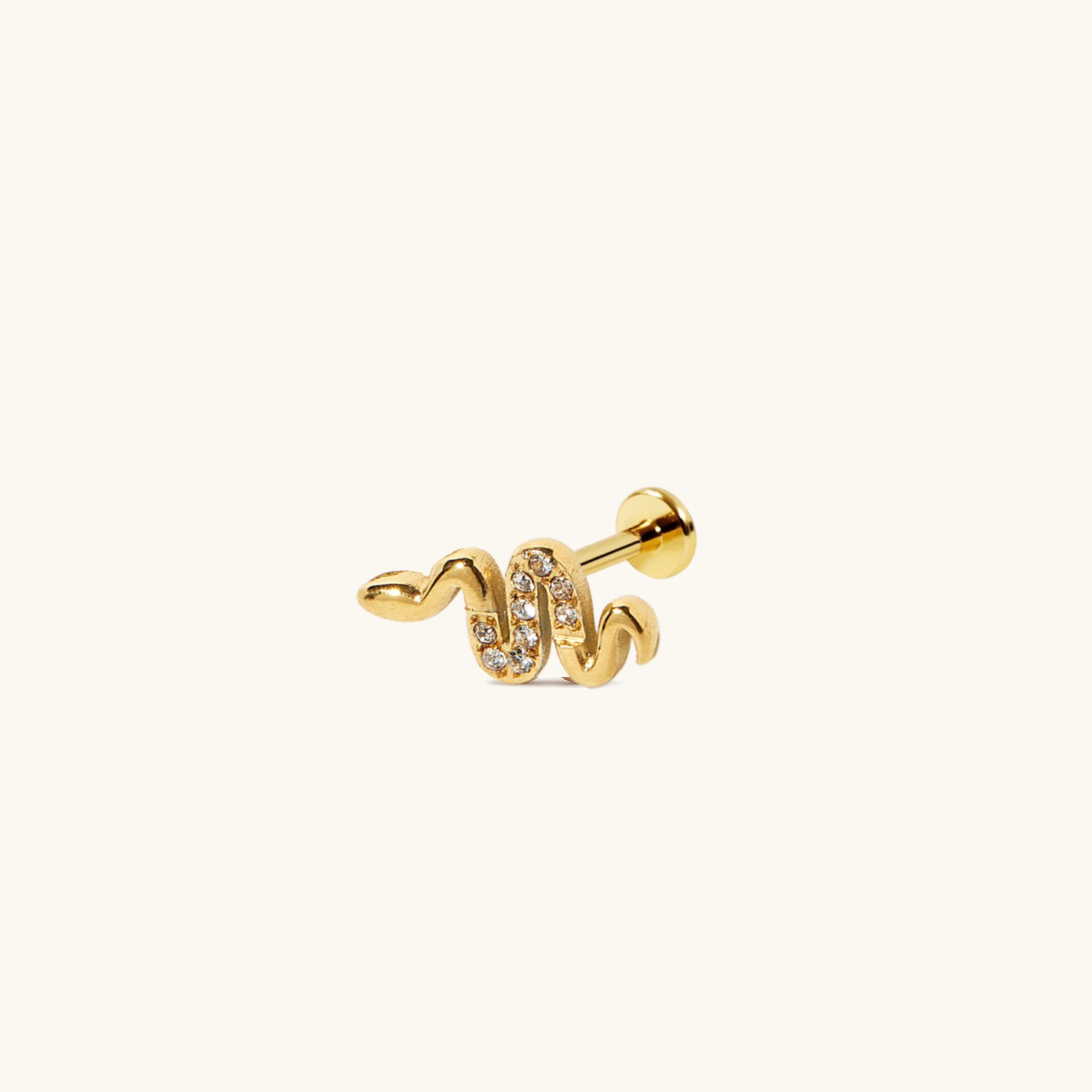 Snake CZ Gold Flatback Piercing