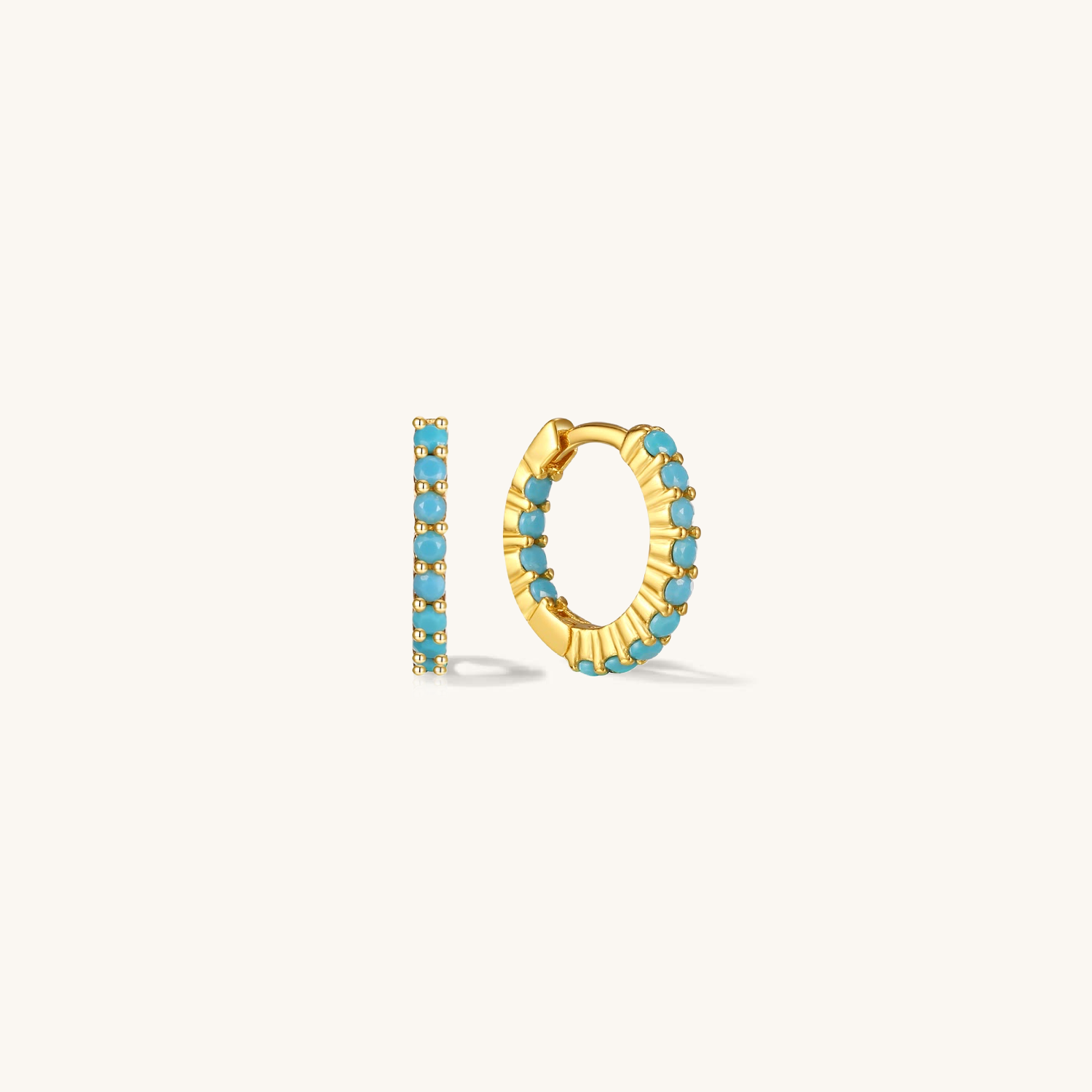 Micro Pearls Turquoise Gold Huggies