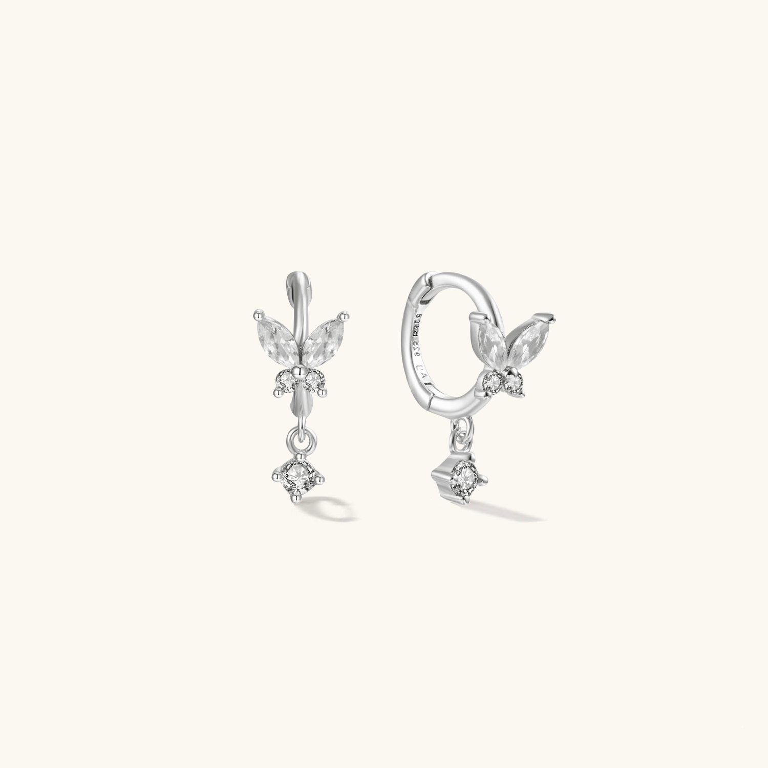 Butterfly Charm Silver Hoops