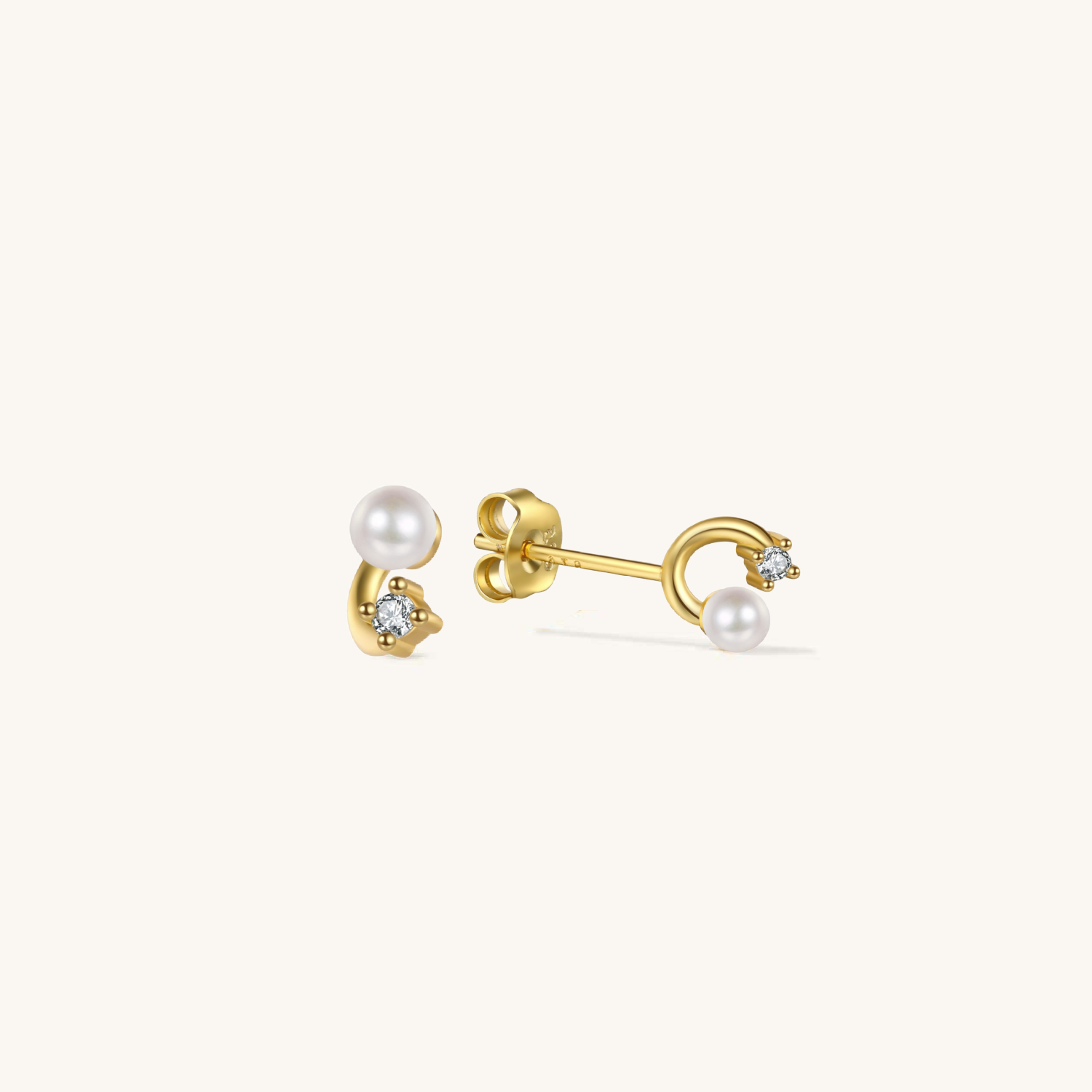 Adele CZ Pearl Gold Stud