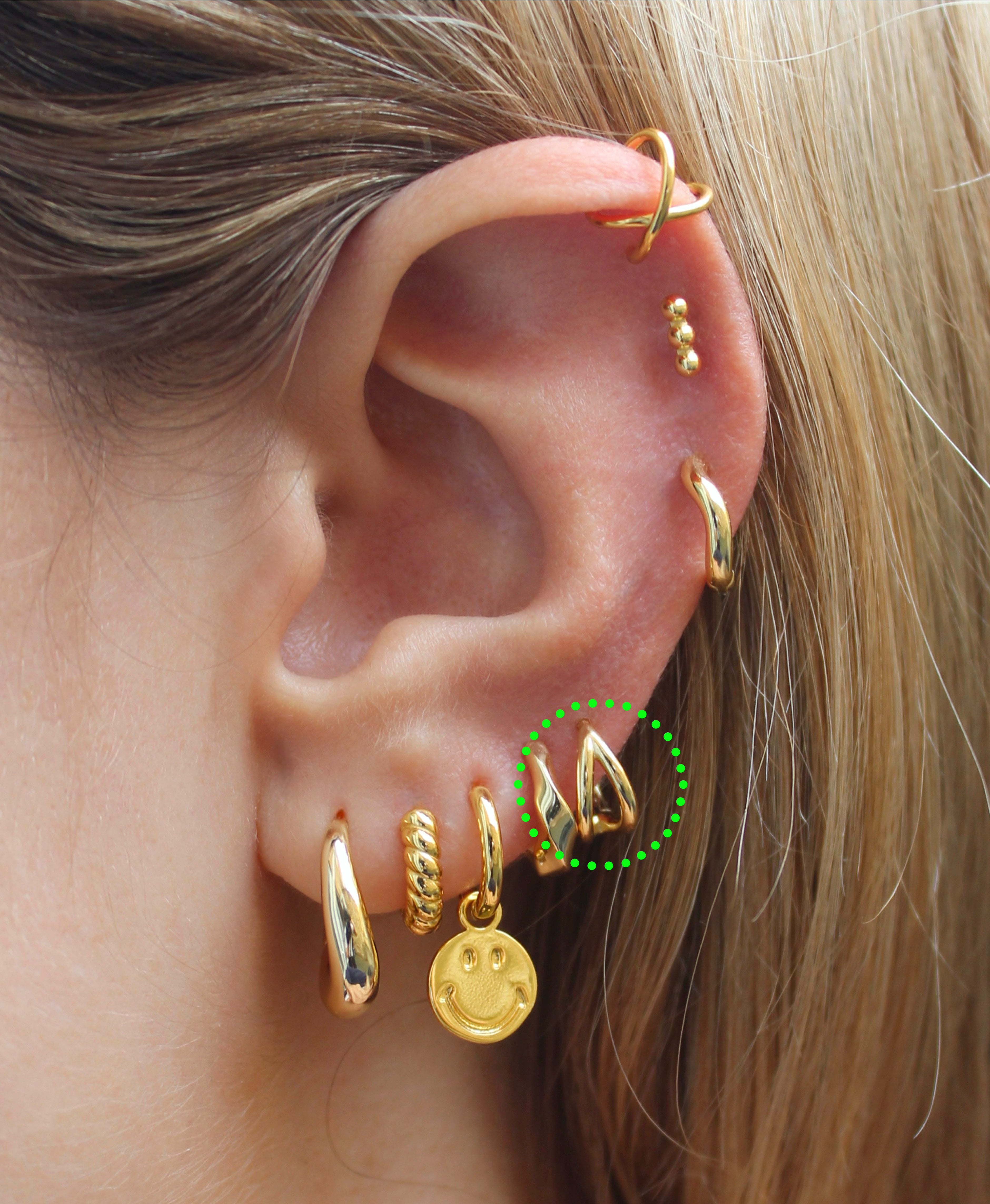 Aros Huggie Doble Oro