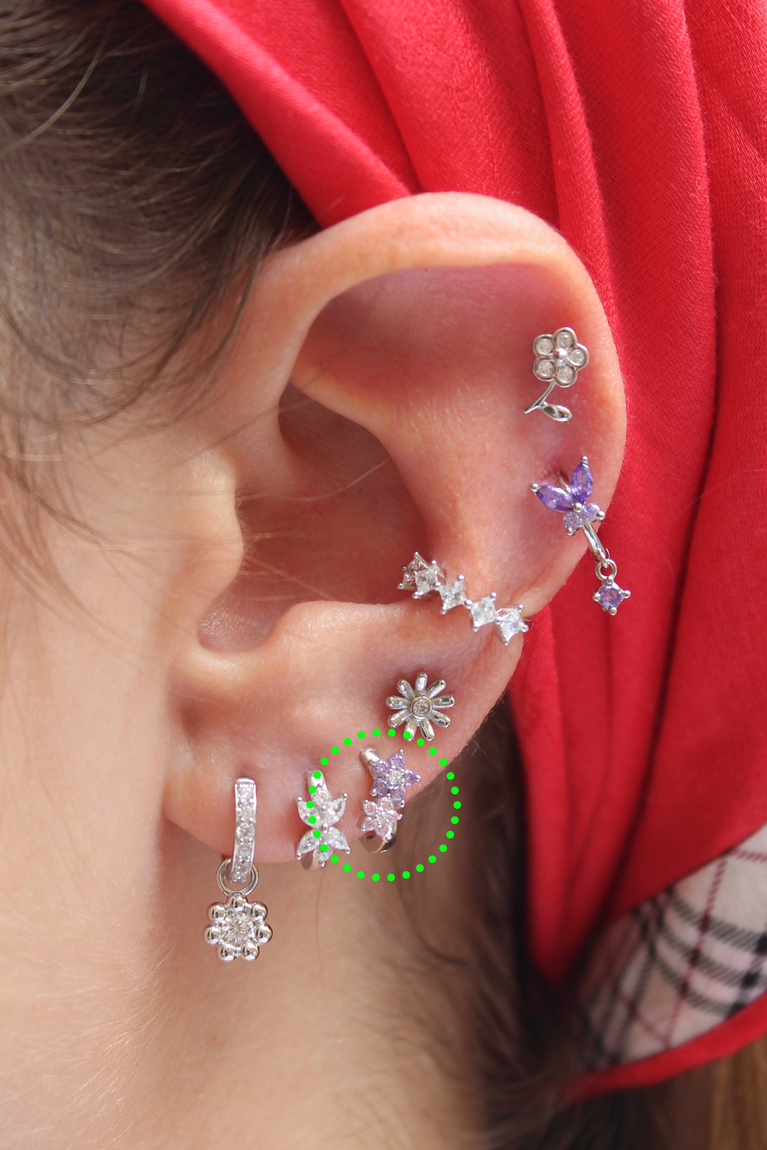 Syringa Silver Huggie Hoops