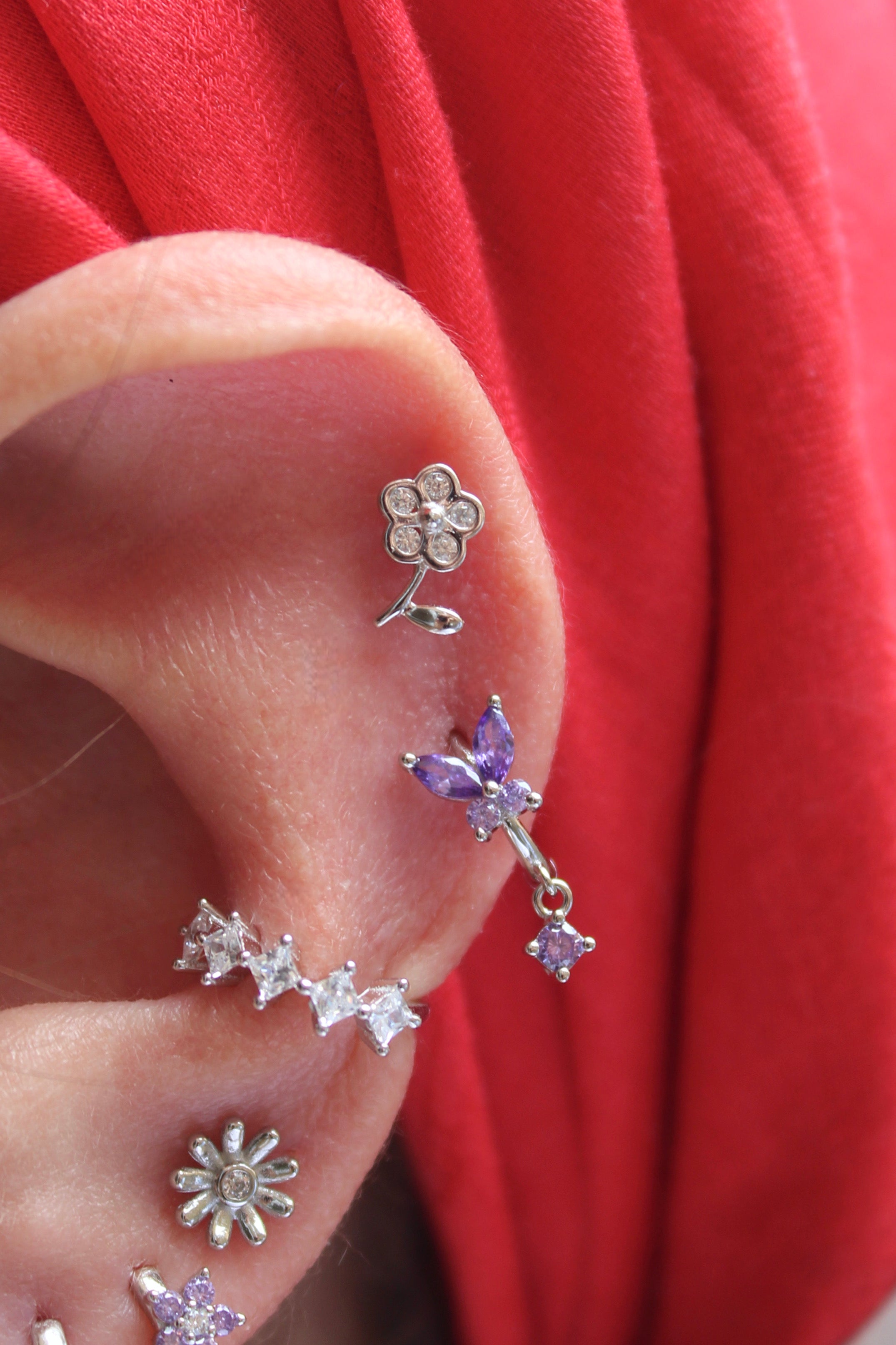 Wildflower Sparkle Studs in Silver