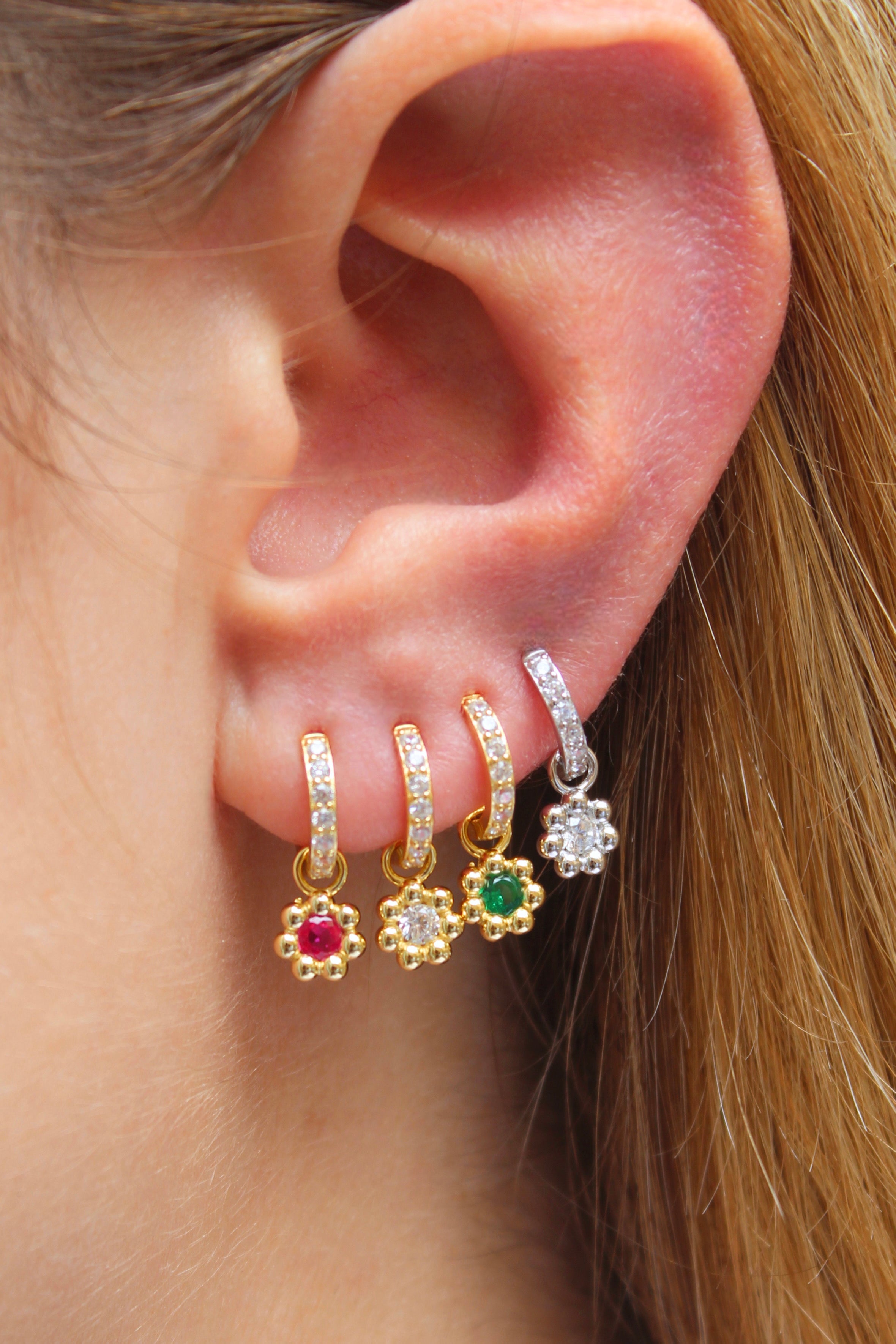 Bloom Ruby Hoops in Gold