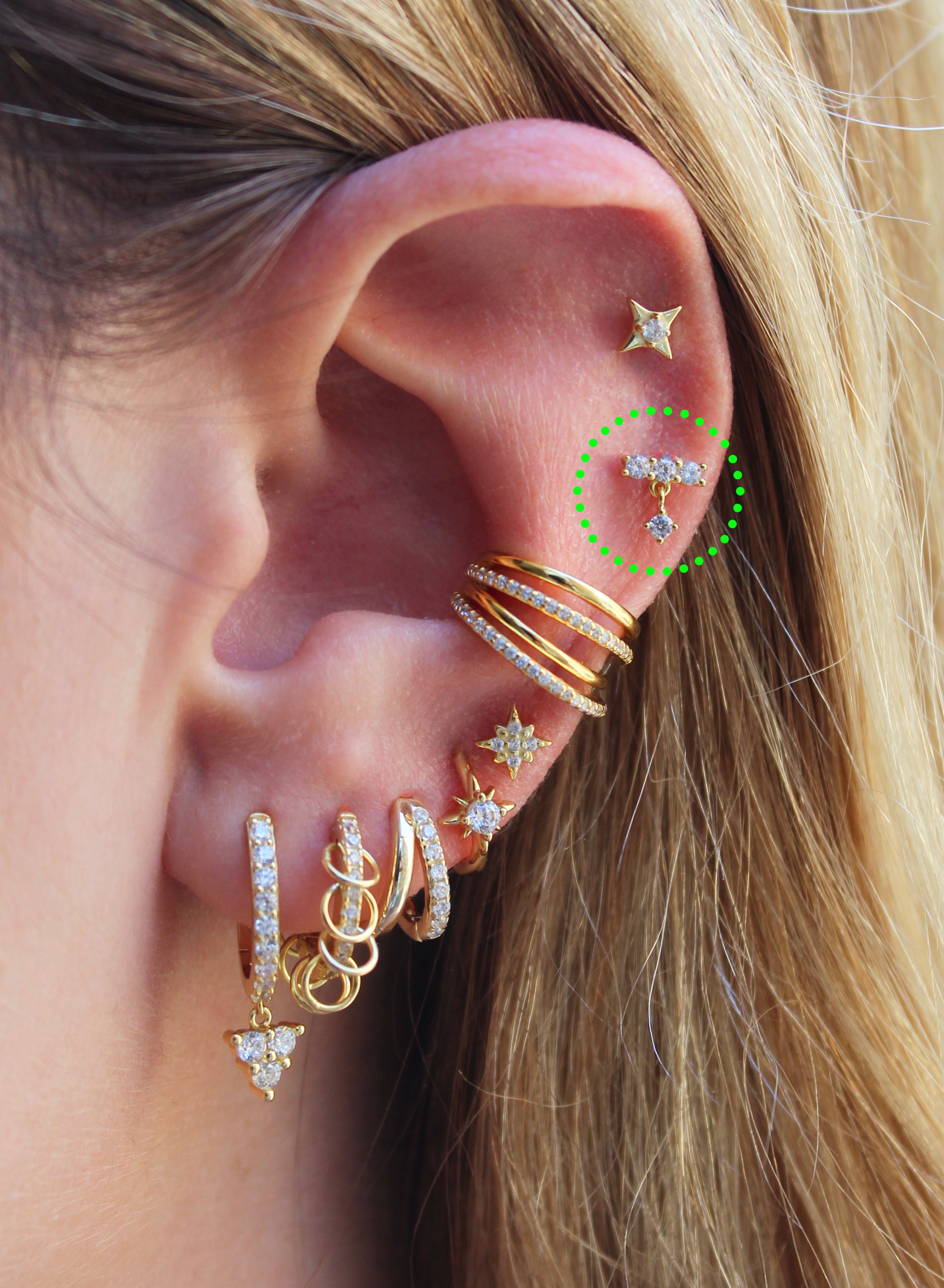 Cascade Studs in Gold