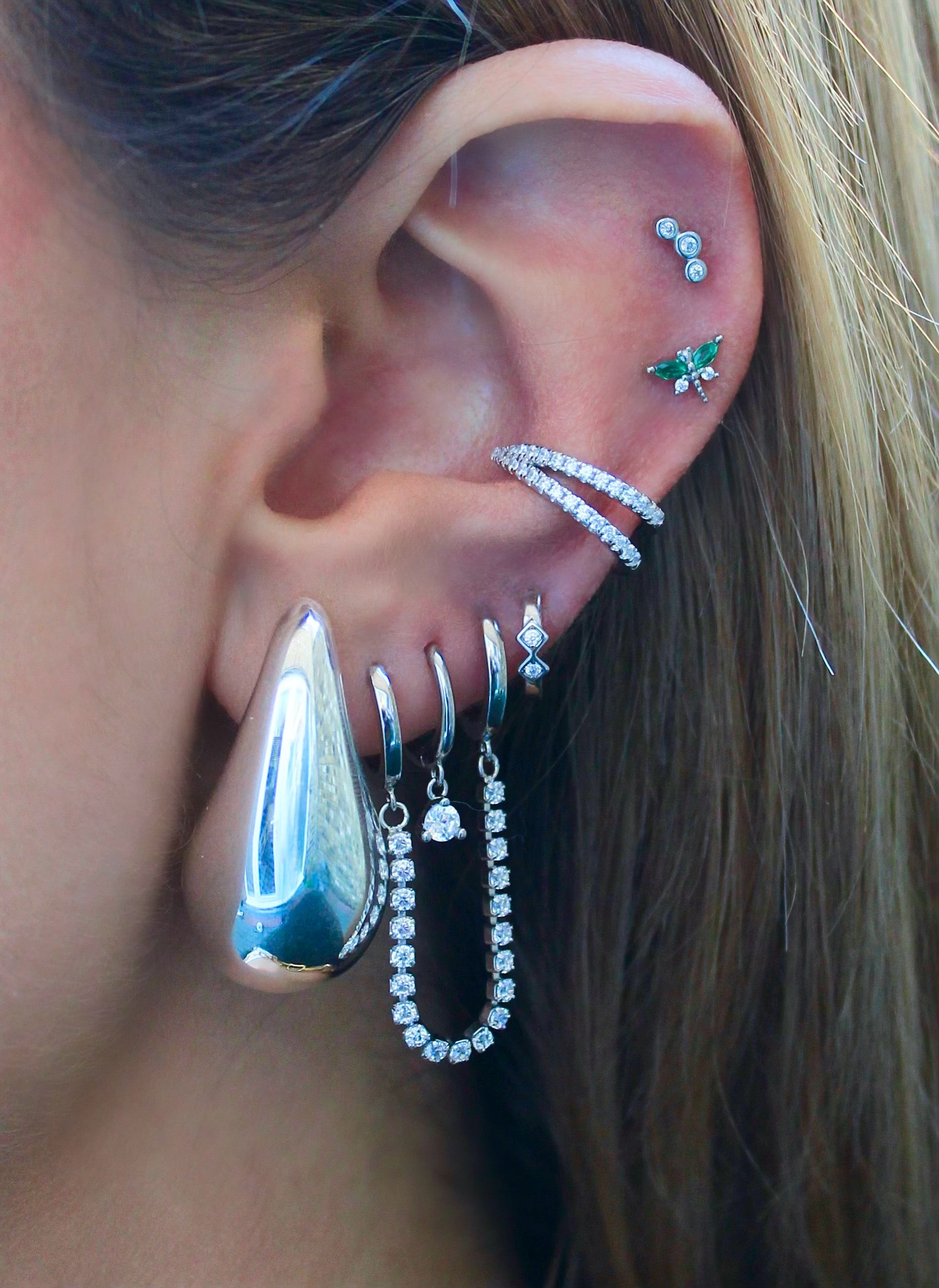 Rhombus Silver Huggies
