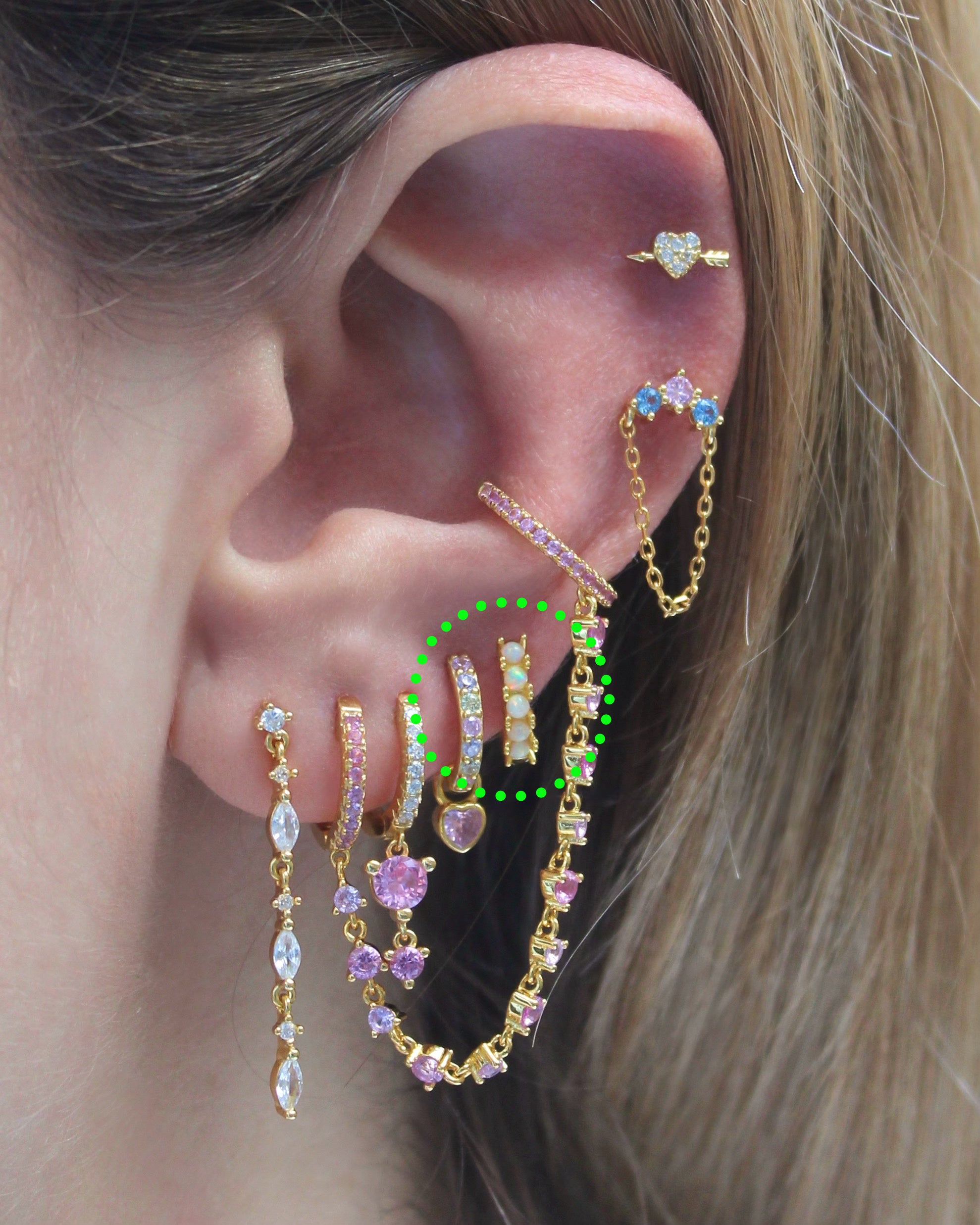 Pavé Opal Gold Huggie Hoop