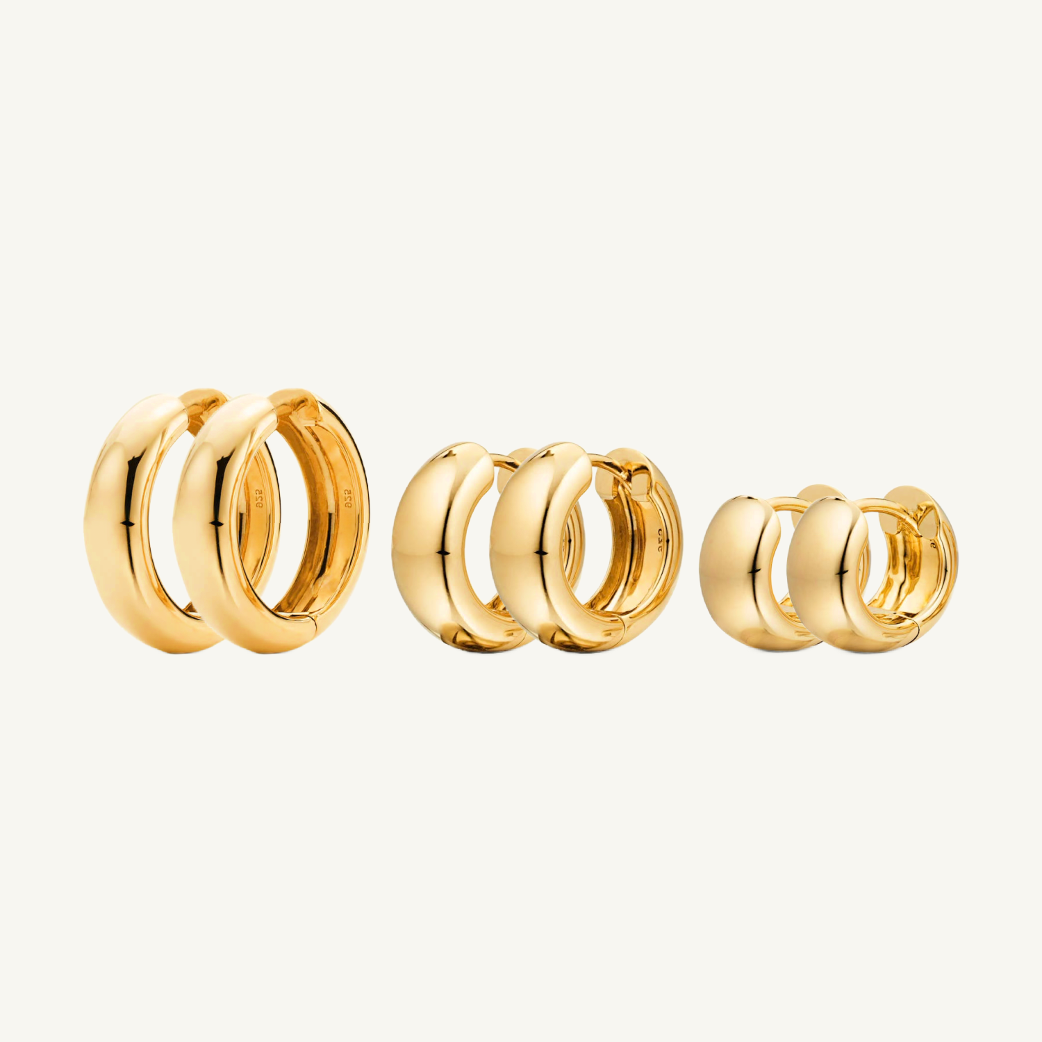 Conjunto de aretes gruesos básicos de oro