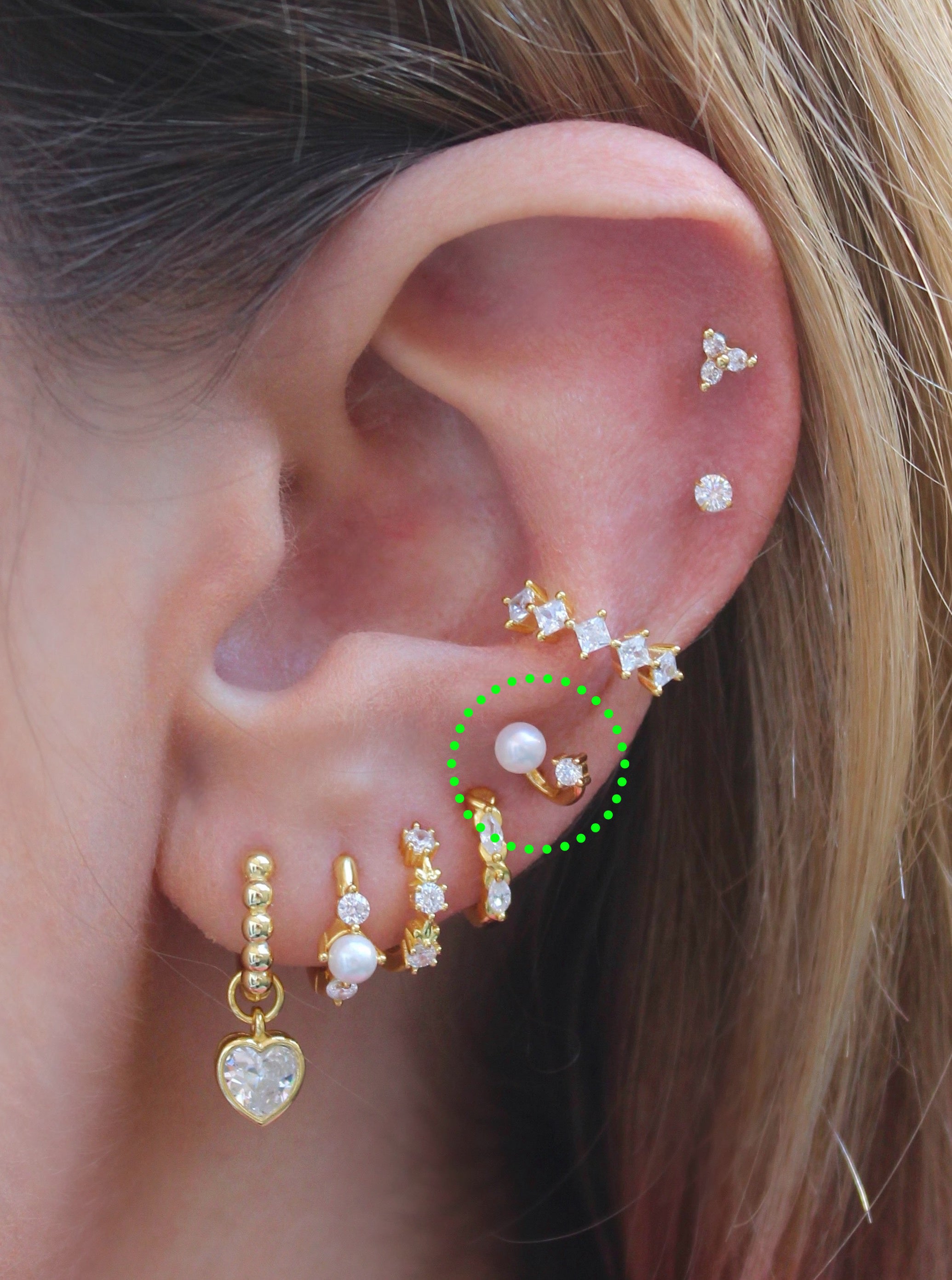 Adele CZ Pearl Gold Stud