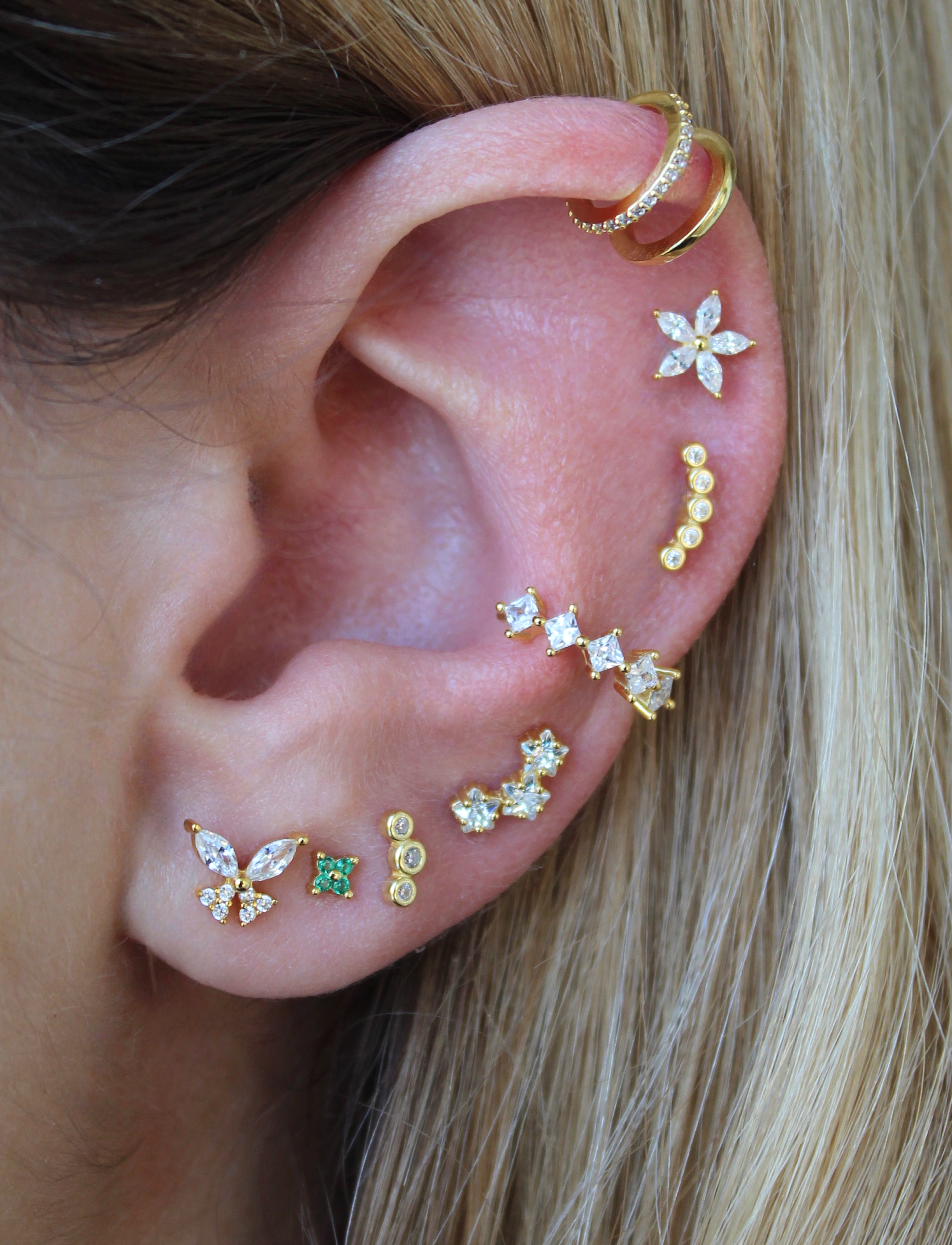 Piercing Barra Estrella de Mar CZ Oro