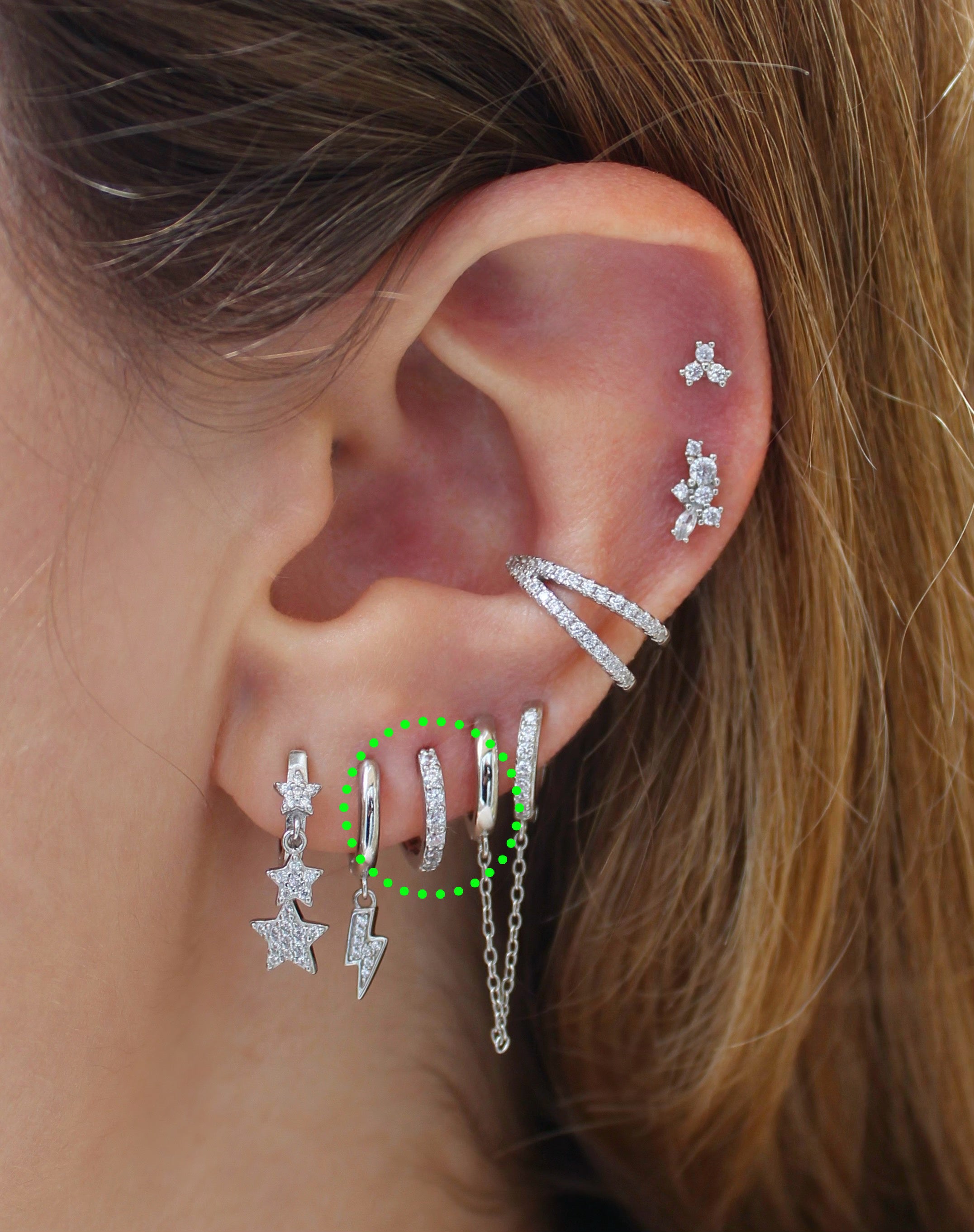 Small Pavé CZ Silver Huggie Hoops