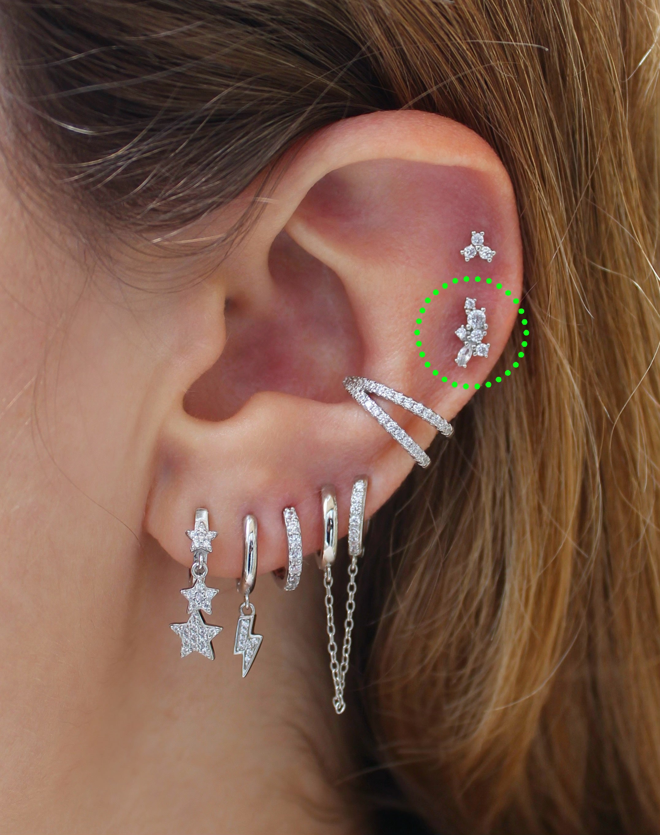 Climbing Flower Silver Stud