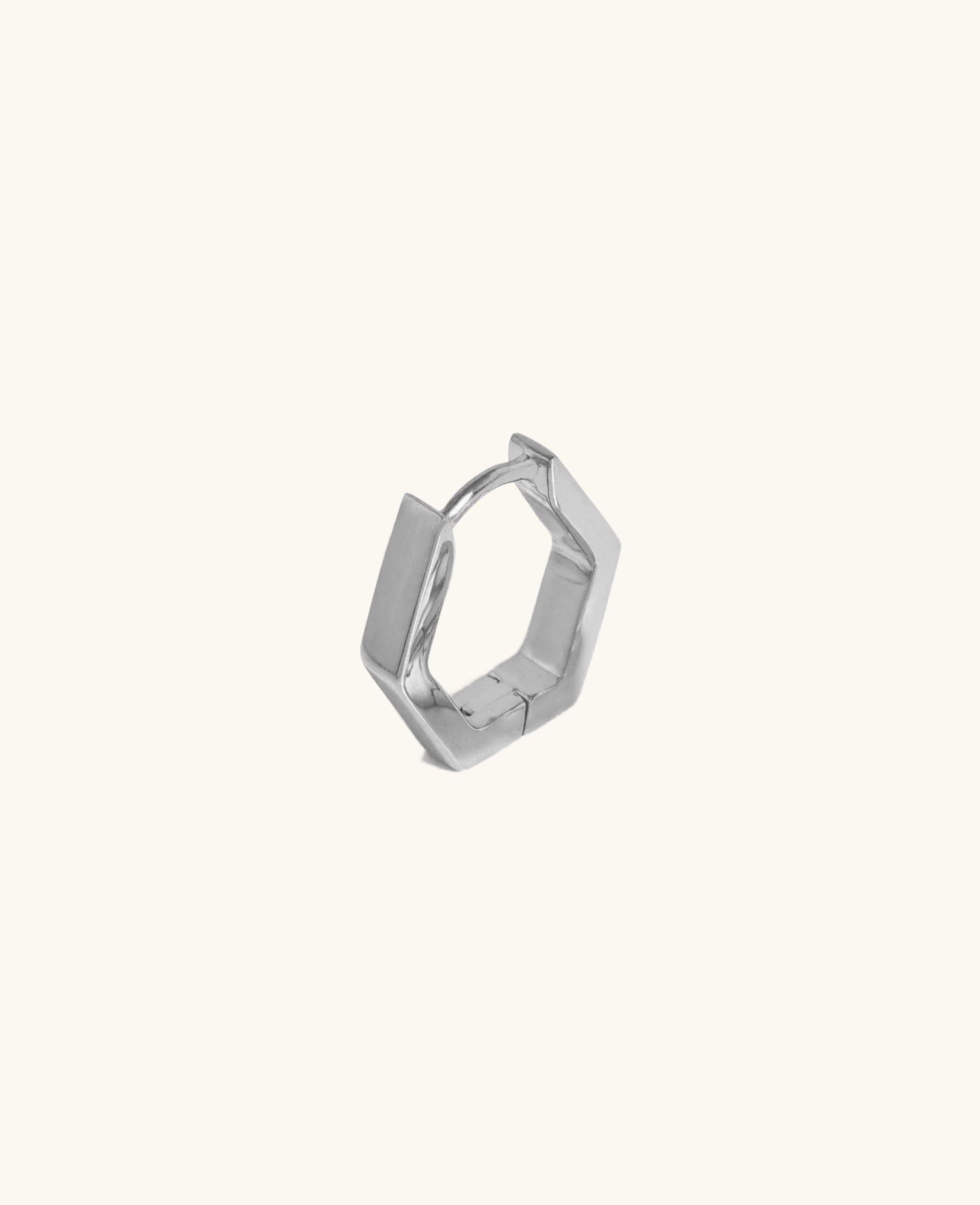 Pentagon Silver Hoops