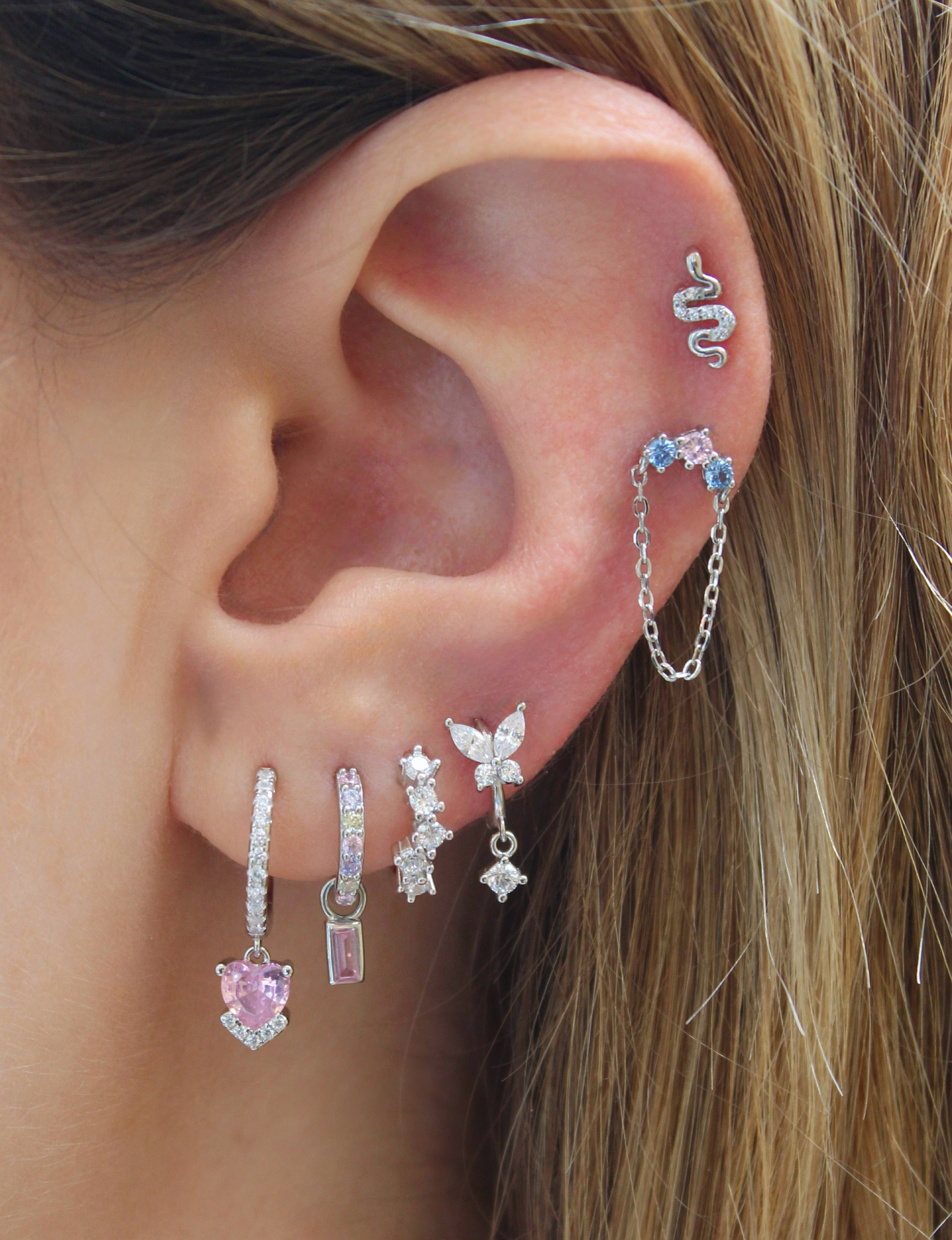 Butterfly Charm Silver Hoops
