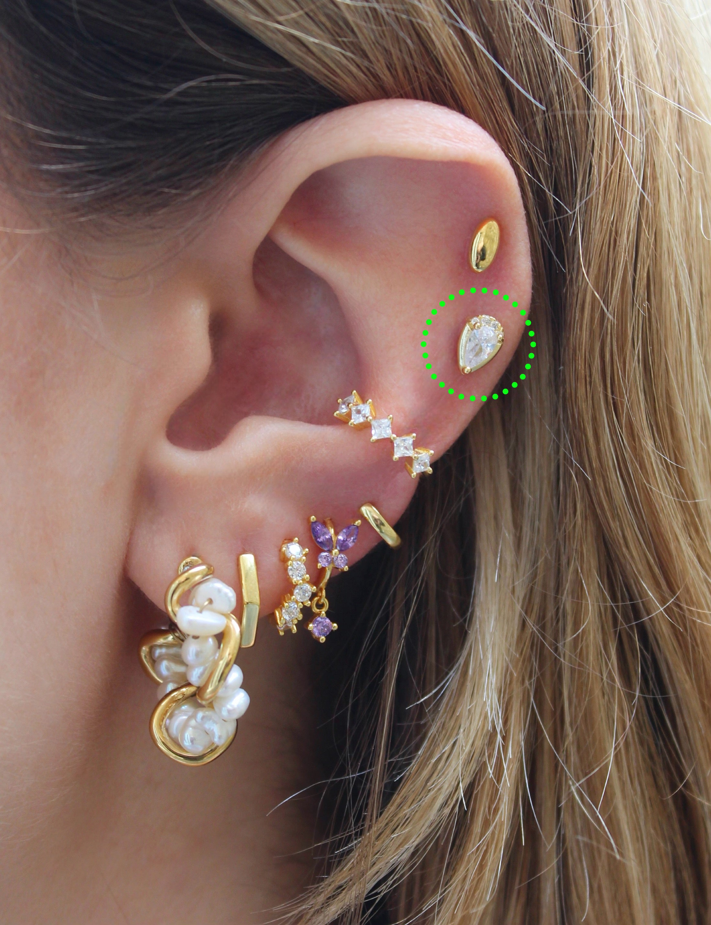 Teardrop CZ Gold Studs