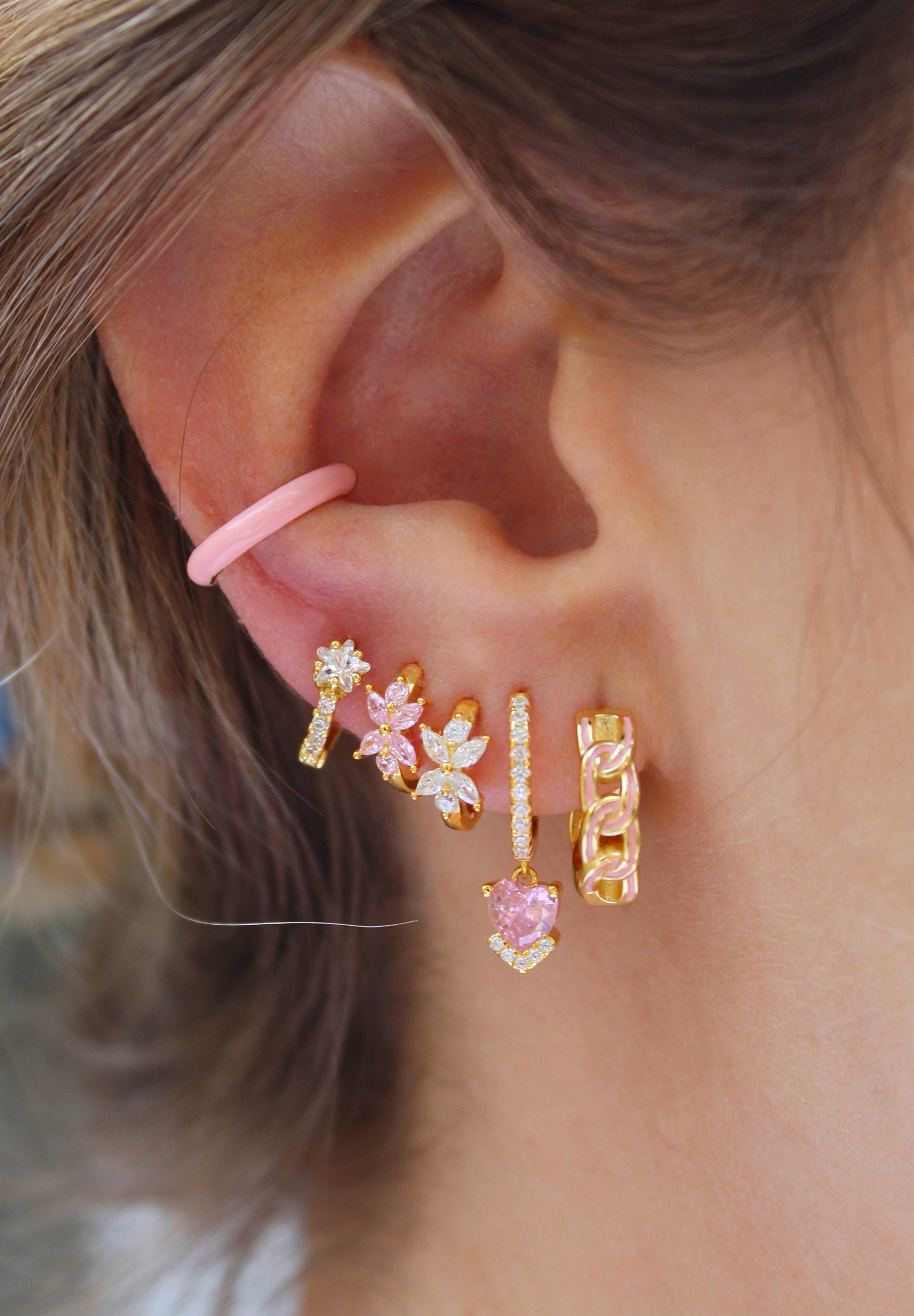 Orchid CZ Gold Huggies