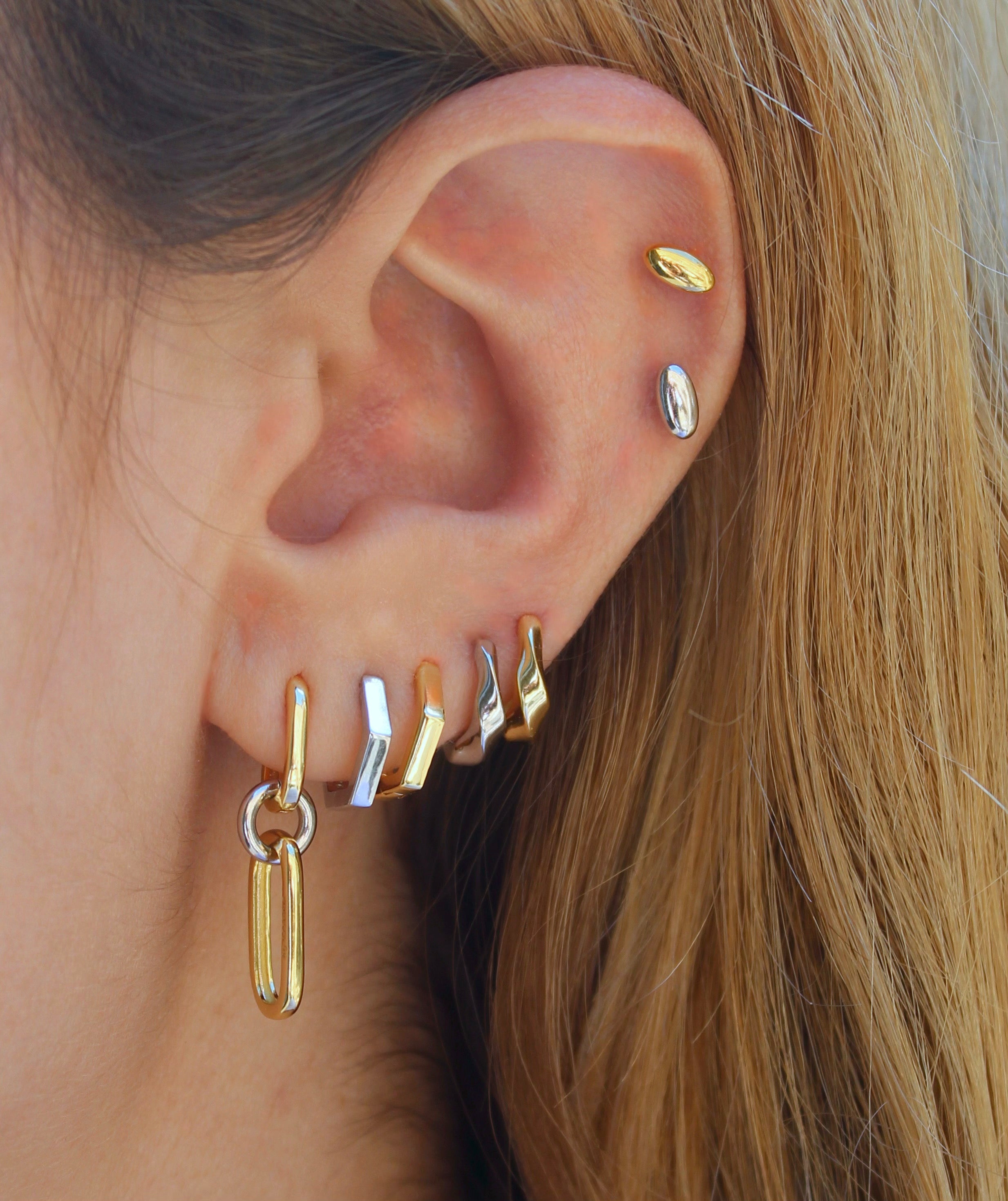 Mixed-Metal Link Earrings