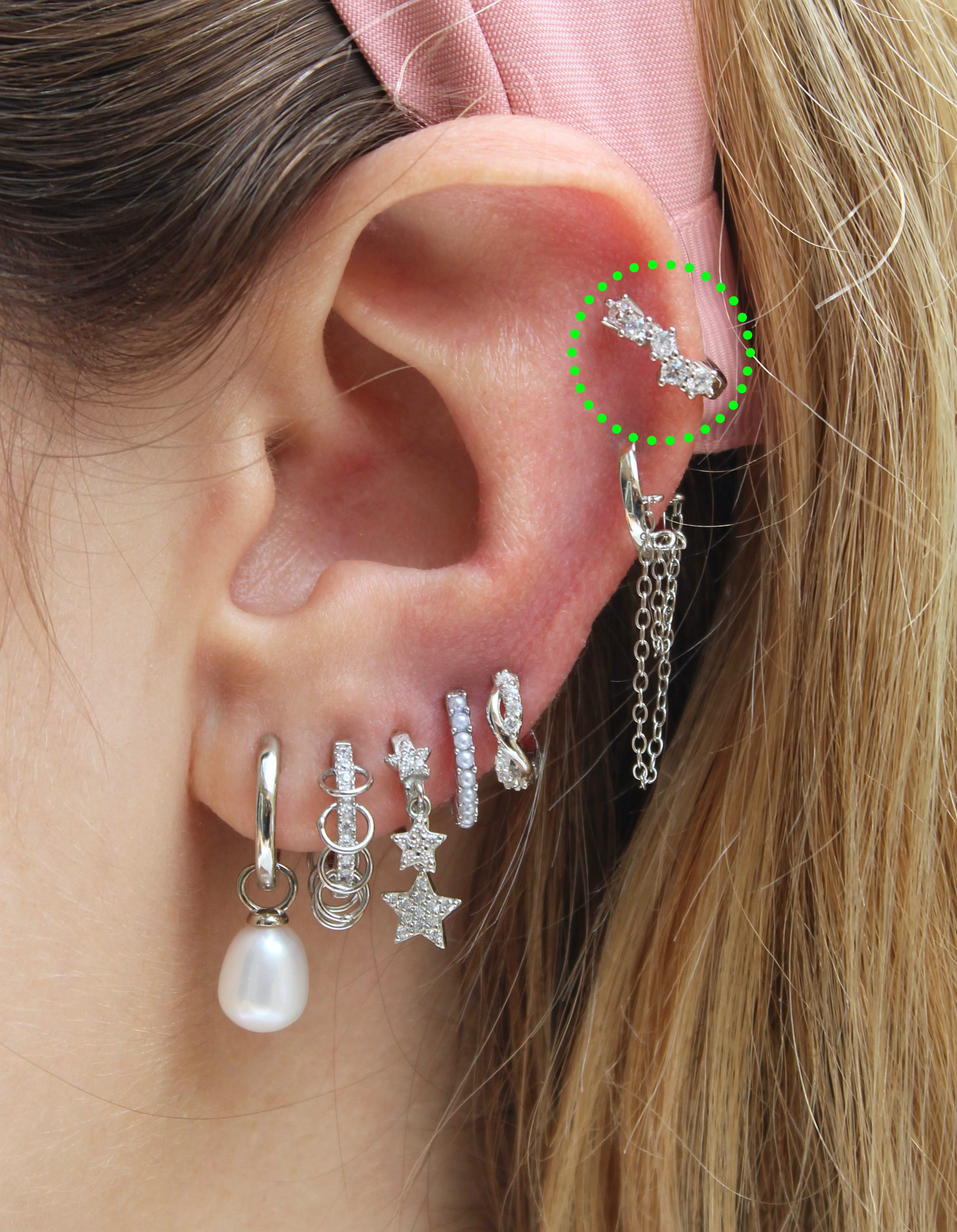 Curvy CZ Silver Huggies