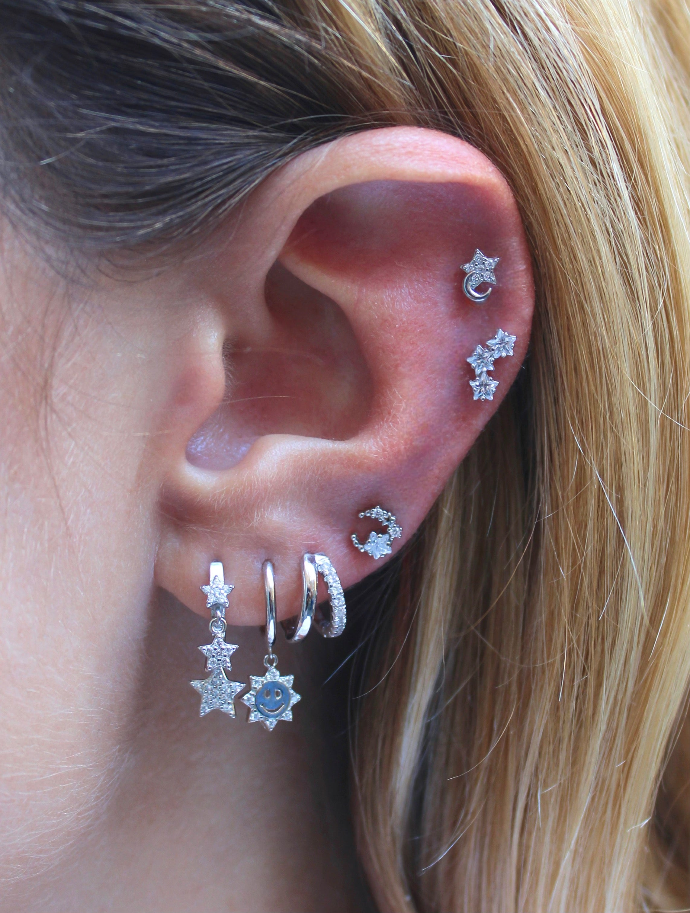 Pendientes Cosmo Luna Plata CZ