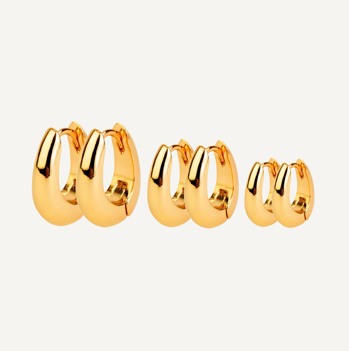 Conjunto Pendientes Clásicos Ovalados Oro