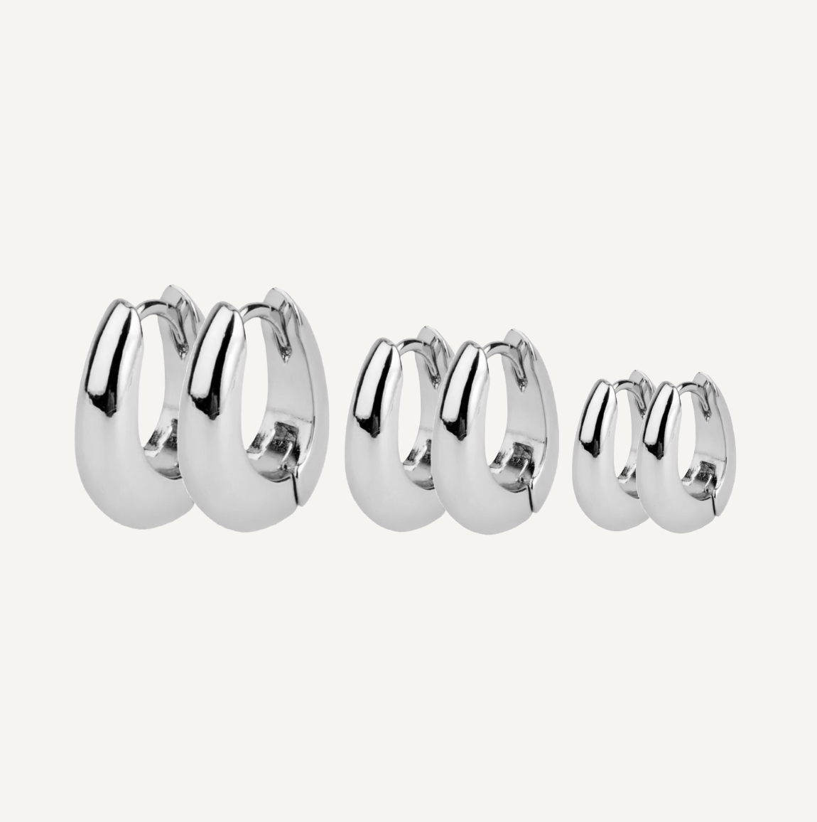 Conjunto Pendientes Clásicos Ovalados Plata