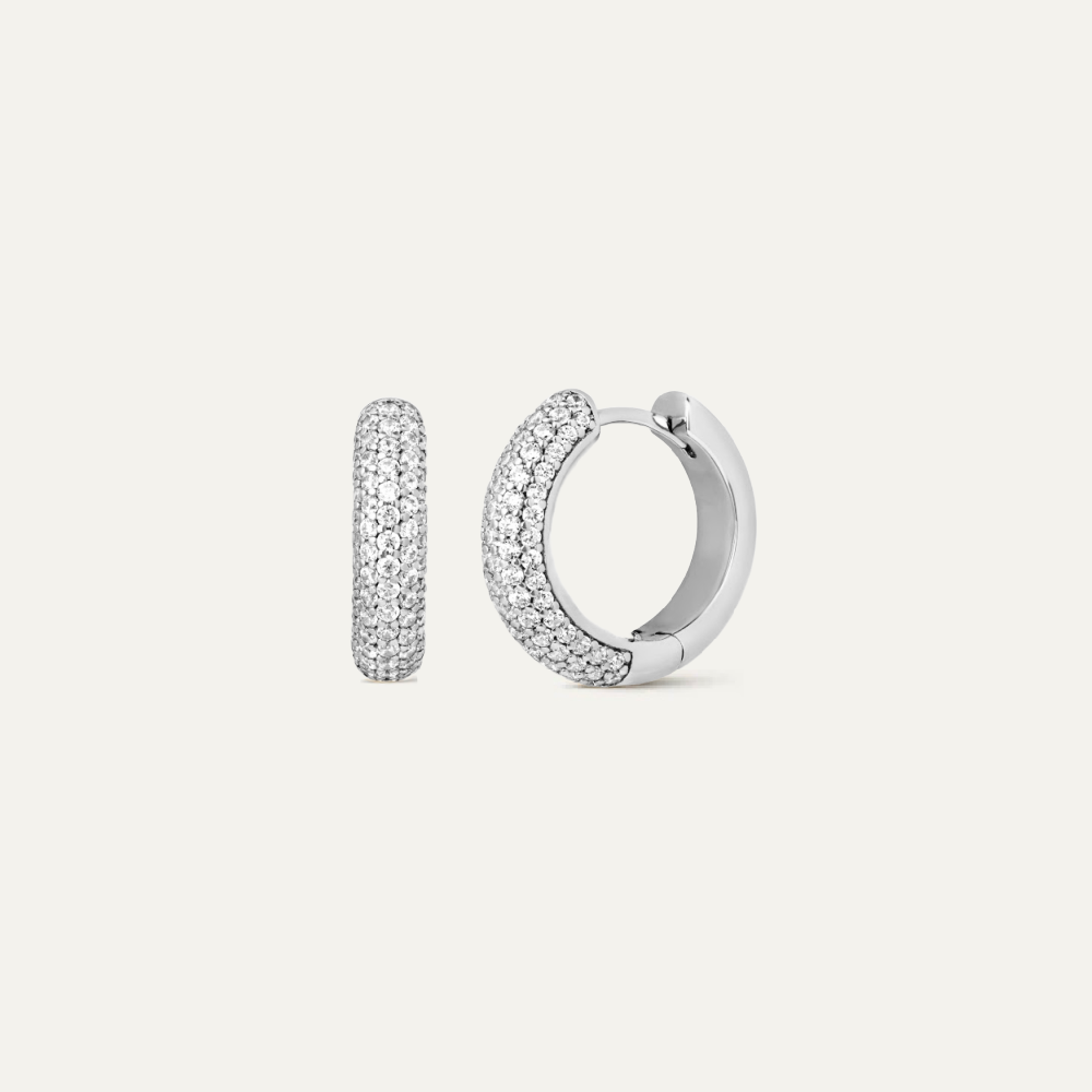 Small Moreira CZ Pavé Silver Hoops