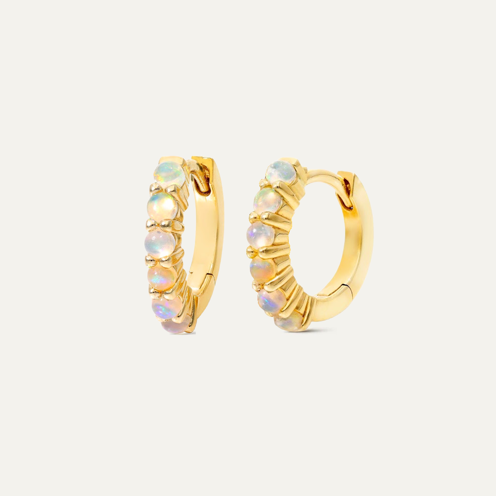 Pavé Opal Gold Huggie Hoop