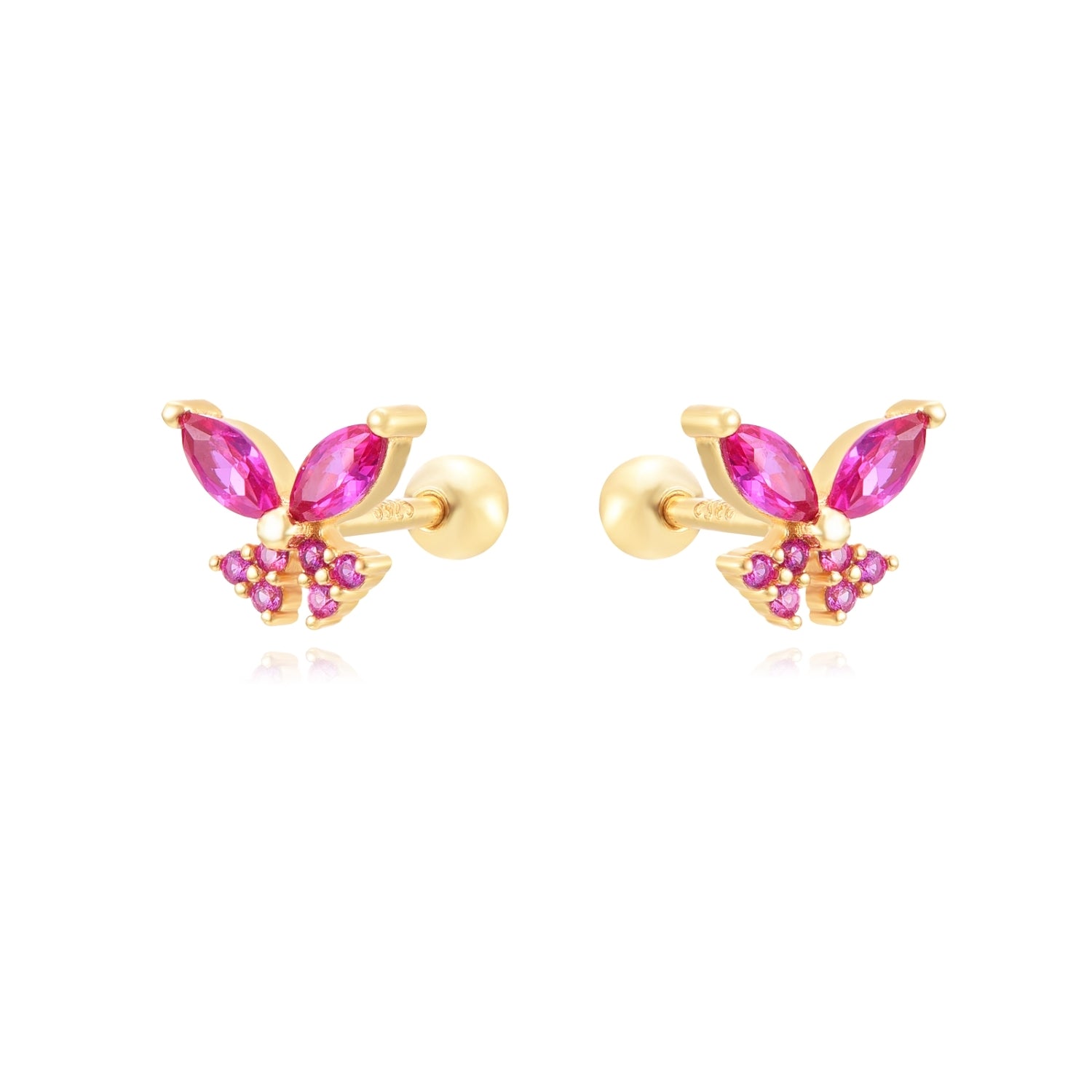 Piercing Barra Mariposa Rubí Oro