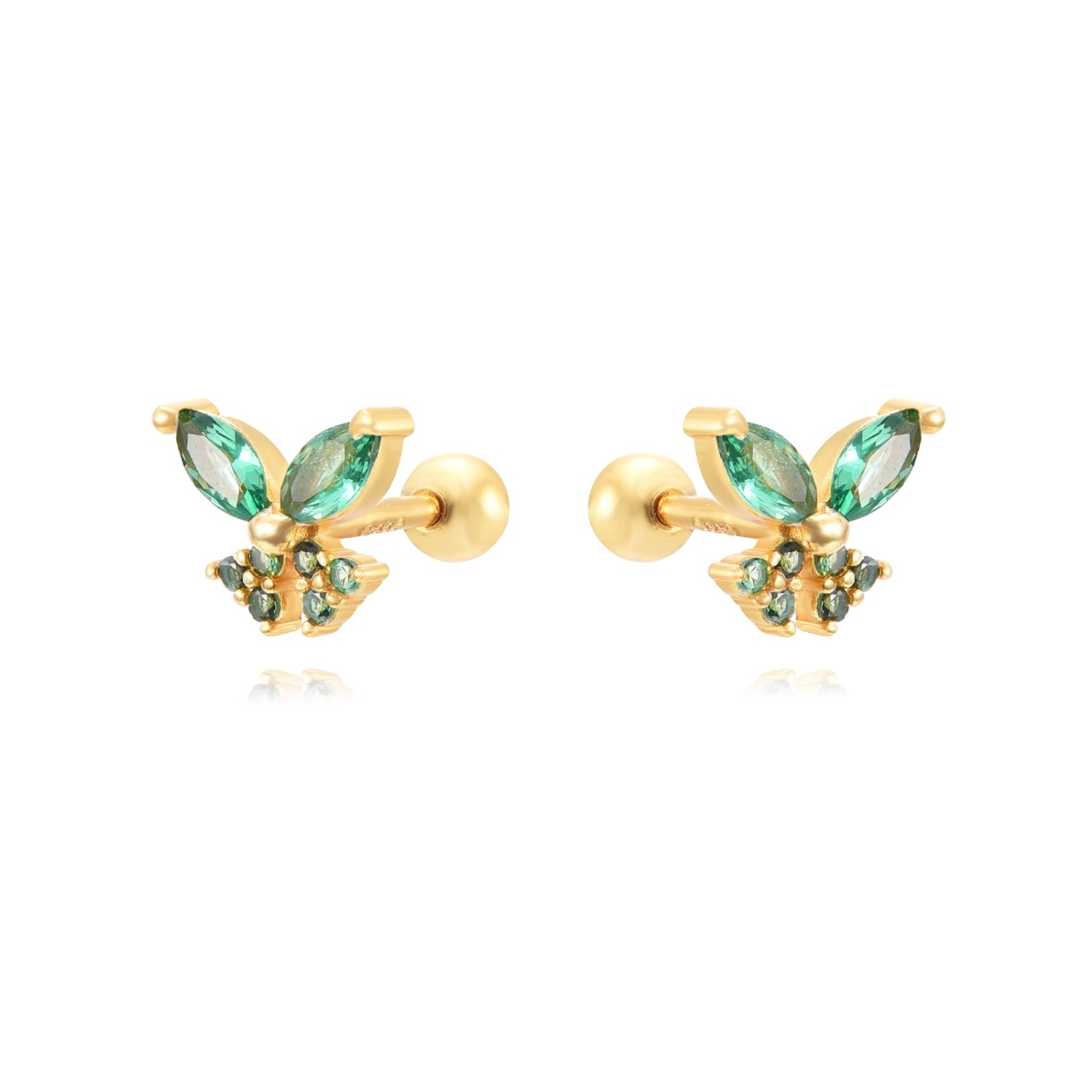 Piercing Barbell Mariposa Verde Oro