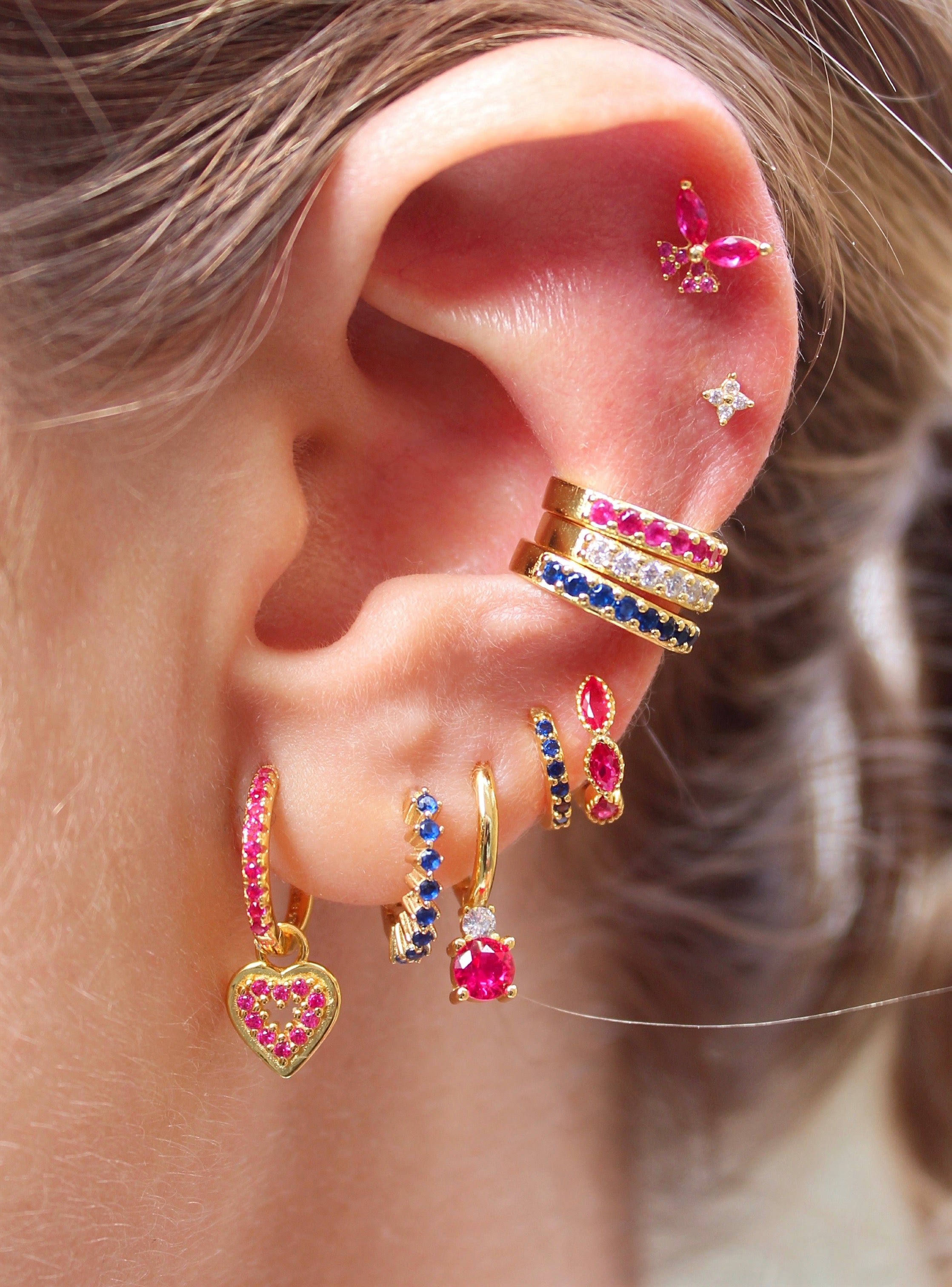 Piercing Barra Mariposa Rubí Oro