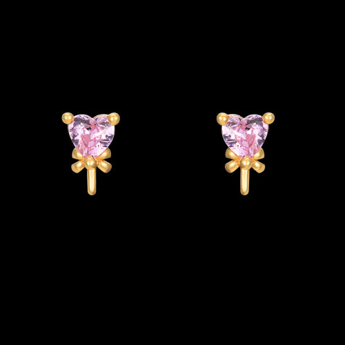 Pendientes Lollypop Corazón Rosa Dorado