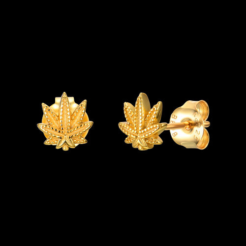 Stud de oro de hoja de hierba