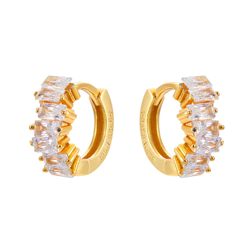 Aro de oro baguette con cristal de oro CZ
