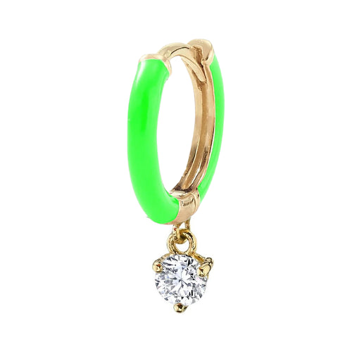 Aro Huggie con esmalte verde neón CZ