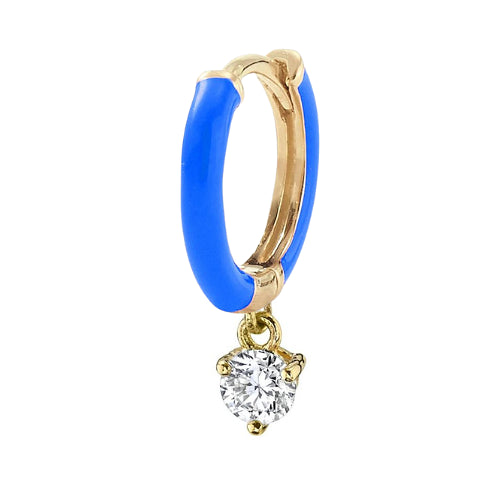 Aro Huggie con esmalte azul neón CZ