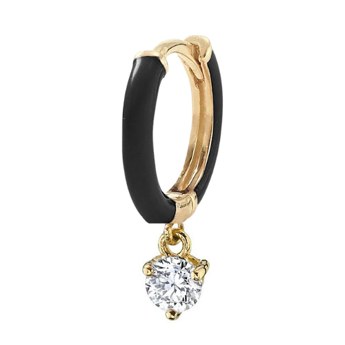 Aro Huggie con esmalte negro CZ