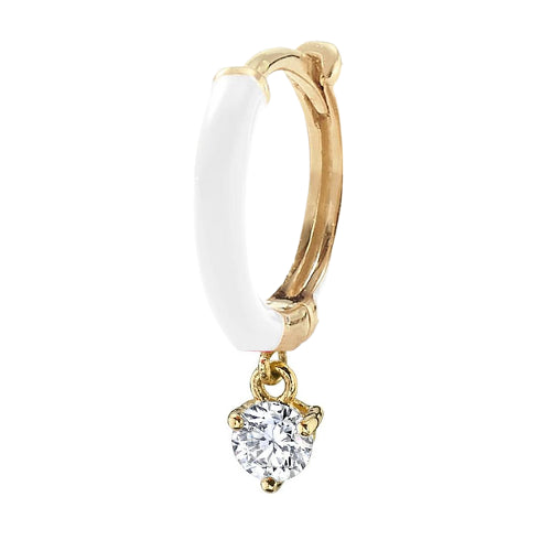 Aro Huggie con esmalte blanco CZ