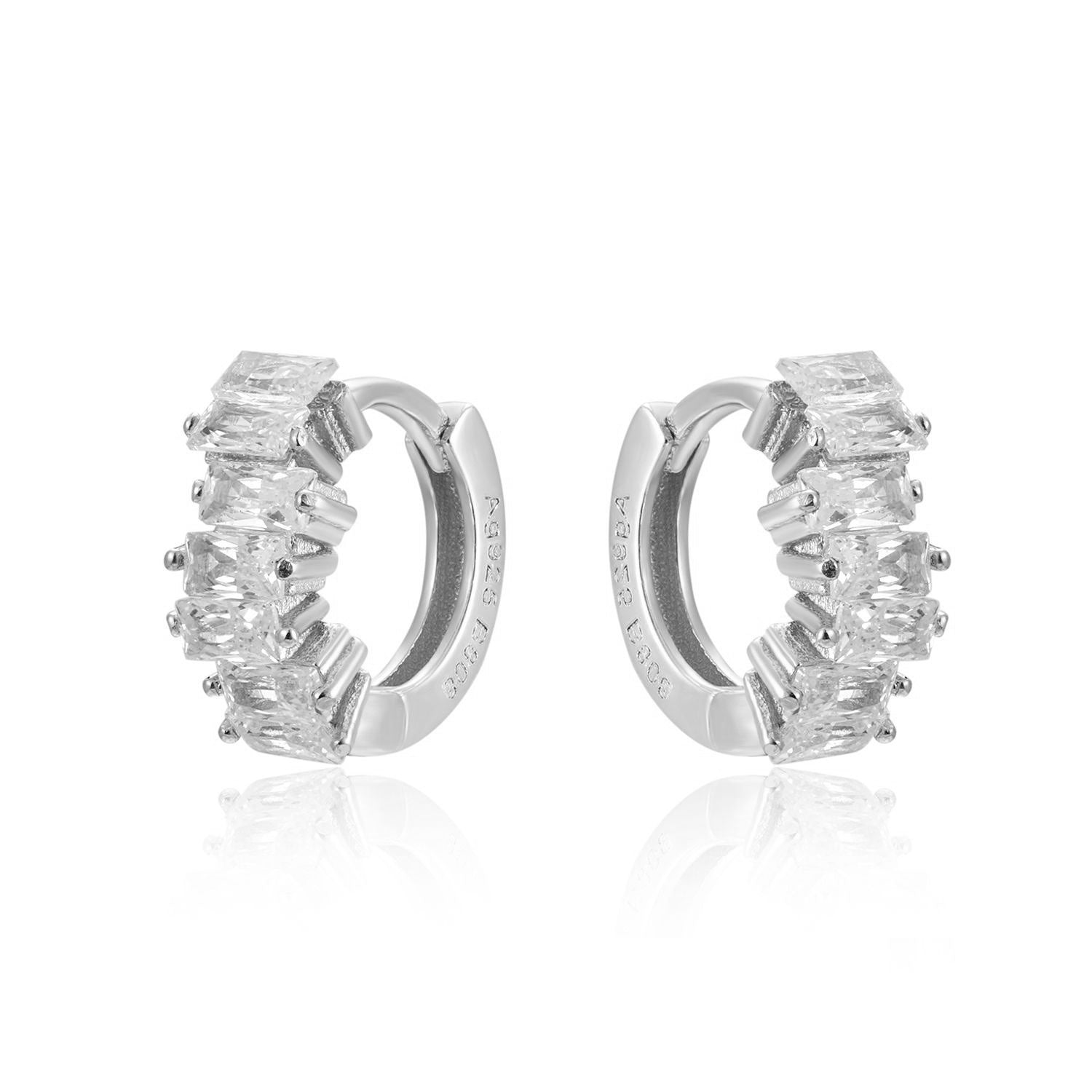 Aro Plata Baguette Cristal Cz
